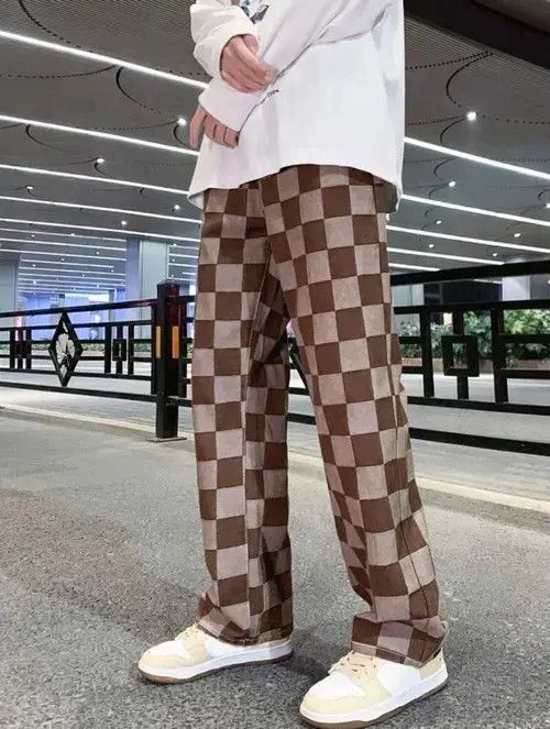 Japanese Brand × Vintage Men Checker Print Boyfriend Jeans Size US 32 / EU 48 - 2 Thumbnail