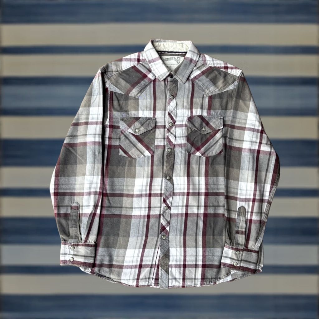 CO Roebuck & Co Pearl Snap Long Sleeve Shirt Men’s Medium Plaid Western Cowboy Size US L / EU 52-54 / 3 - 1 Thumbnail