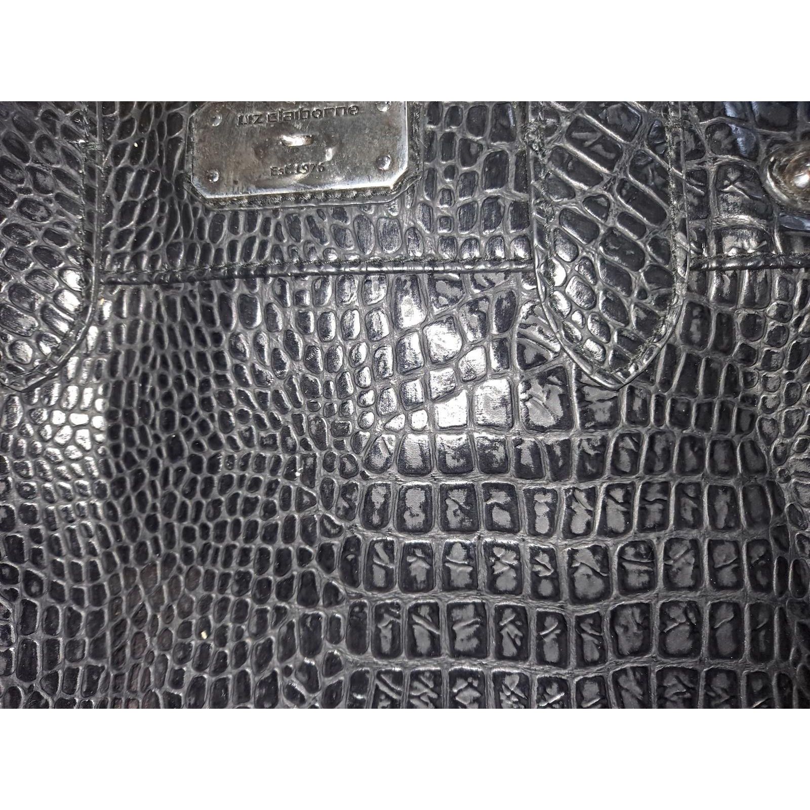 Liz Claiborne Liz Claiborne Faux Snake Skin Black Satchel Hand Bag Shoulde Size ONE SIZE - 2 Thumbnail