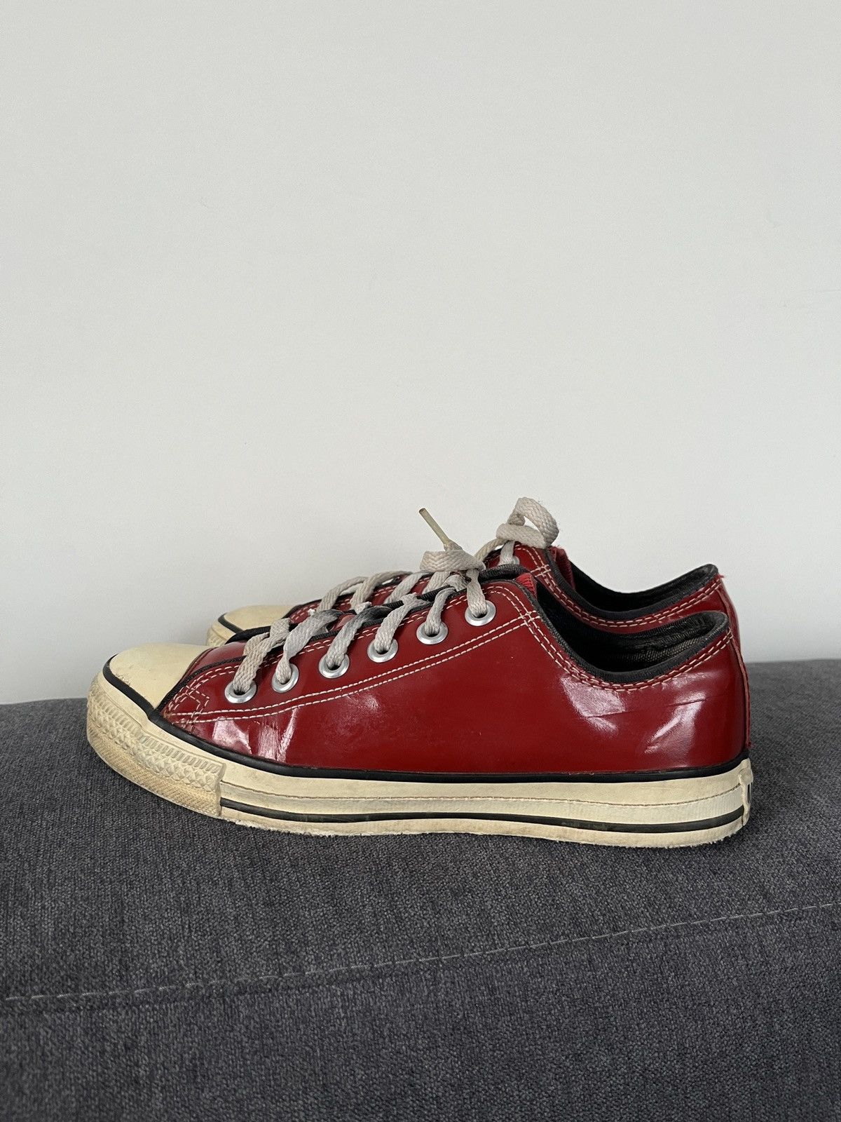Converse × Vintage 90's Made in USA Converse Red Glossy Patent Leather Sneakers Size US 5.5 / IT 35.5 - 8 Thumbnail