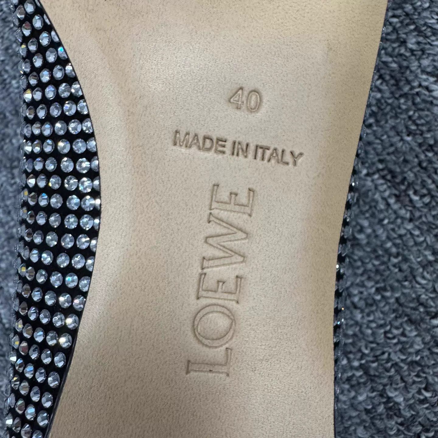 Loewe Loewe Gray Sheepskin Pave Crystal Flat Shoes 40 New Size US 9.5 / IT 39.5 - 8 Thumbnail