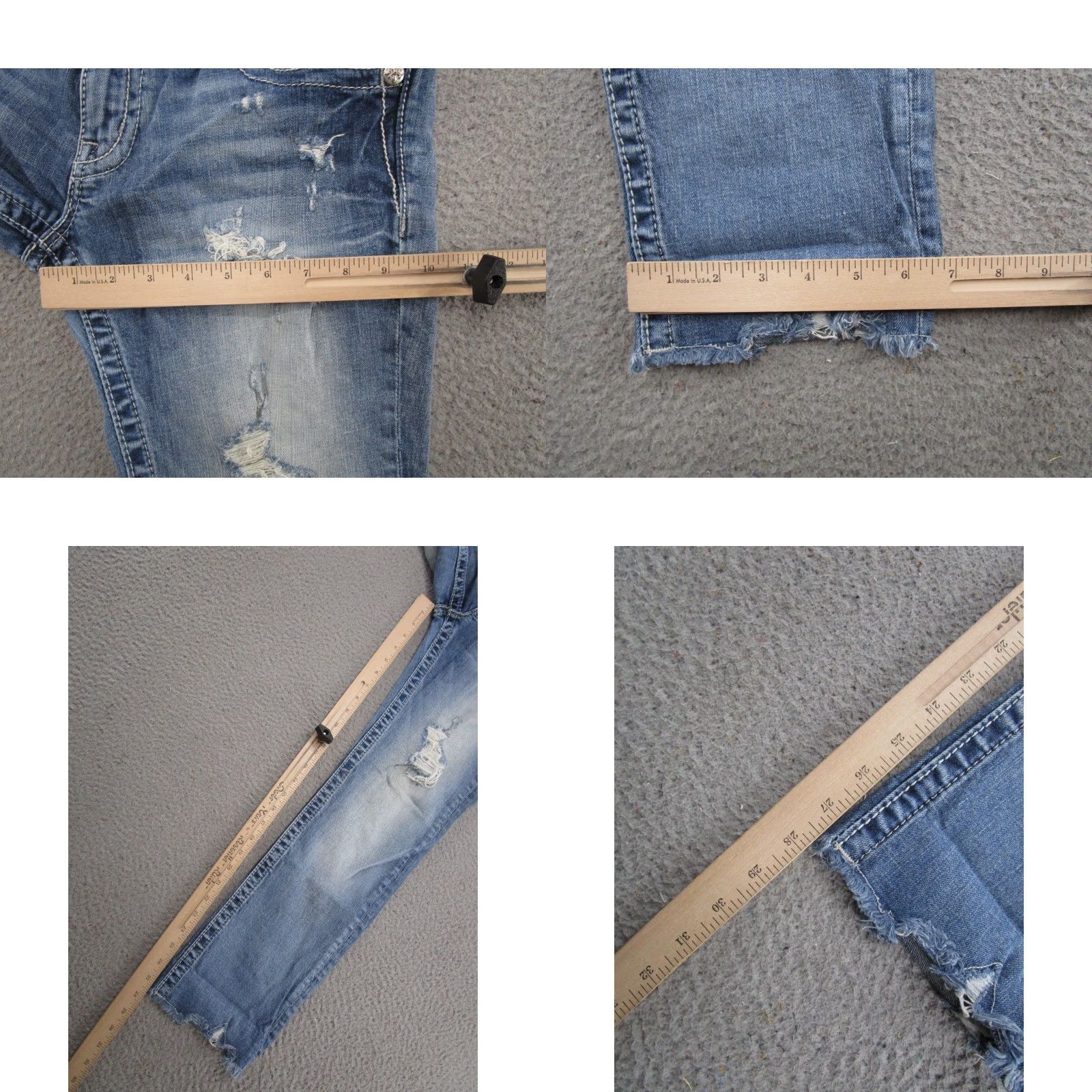 Miss Me Miss Me Signature Crop Distressed Blue Jeans Womens Size 29 Embroidered Stretch Size 29" - 8 Thumbnail