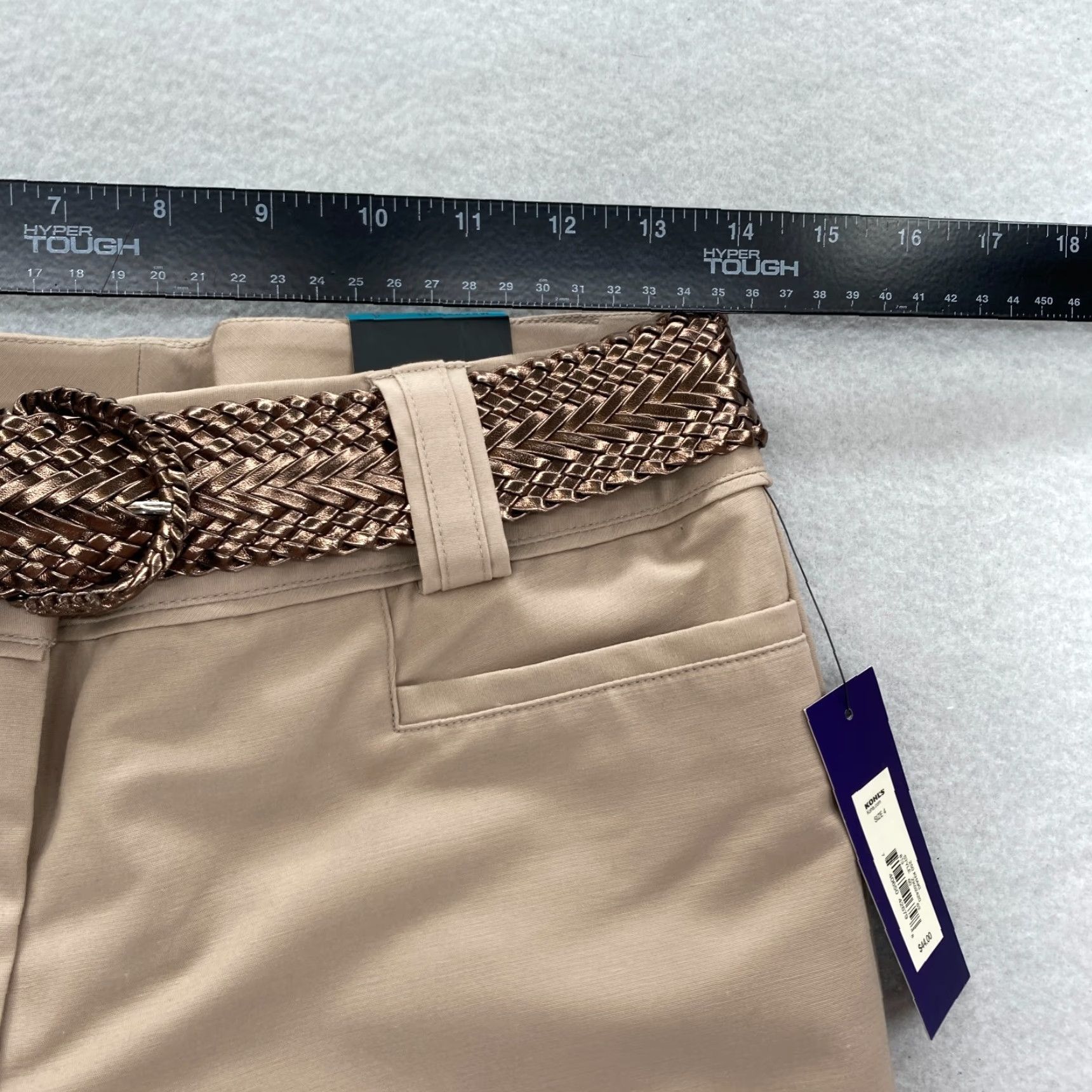Apt. 9 Apt. 9 Maxwell Capri Pants Women's 4 Beige Stretch Mid Rise Straight Belted NWT Pants Size 26" / US 2 / IT 38 - 6 Thumbnail