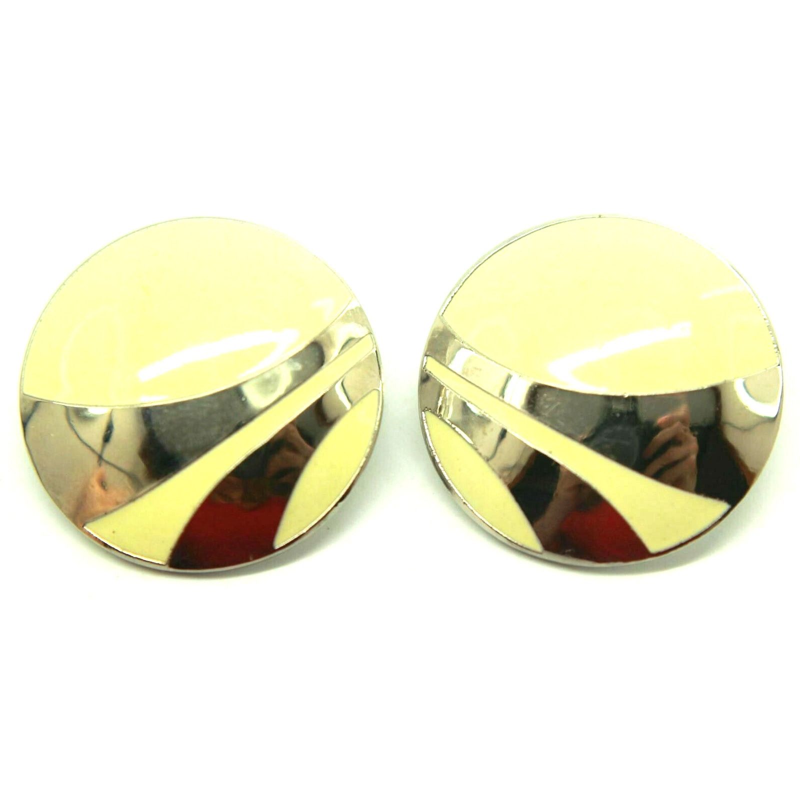Other Laurel Burch Round Beige Enamel Earrings Silvertone Accent Size ONE SIZE - 1 Thumbnail