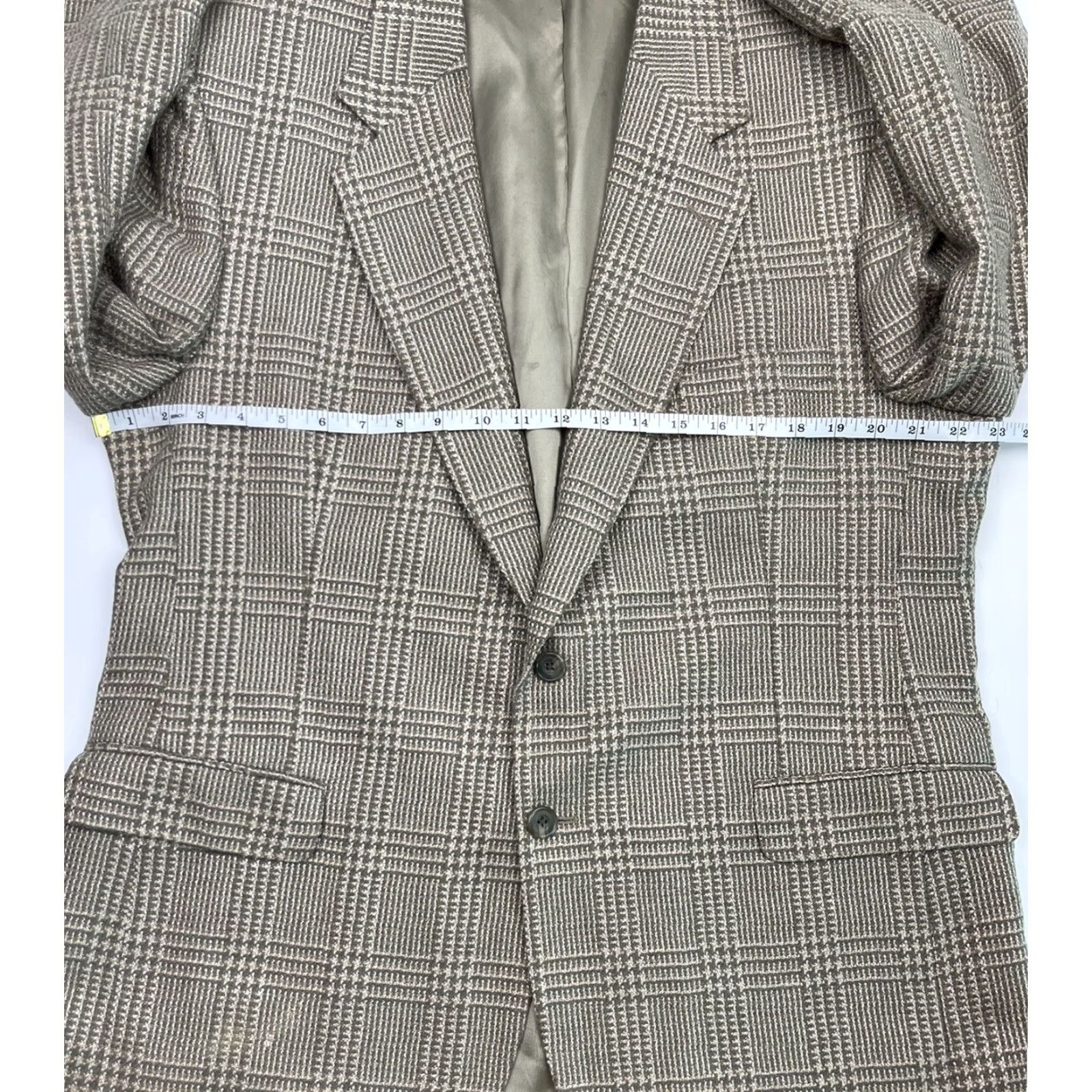 Orvis VINTAGE Orvis Blazer Jacket Single-Breasted Wool Silk Blend 44 R Browns Check Notch Lapel Men's Jacket 90s USA Made Size 44R - 6 Thumbnail