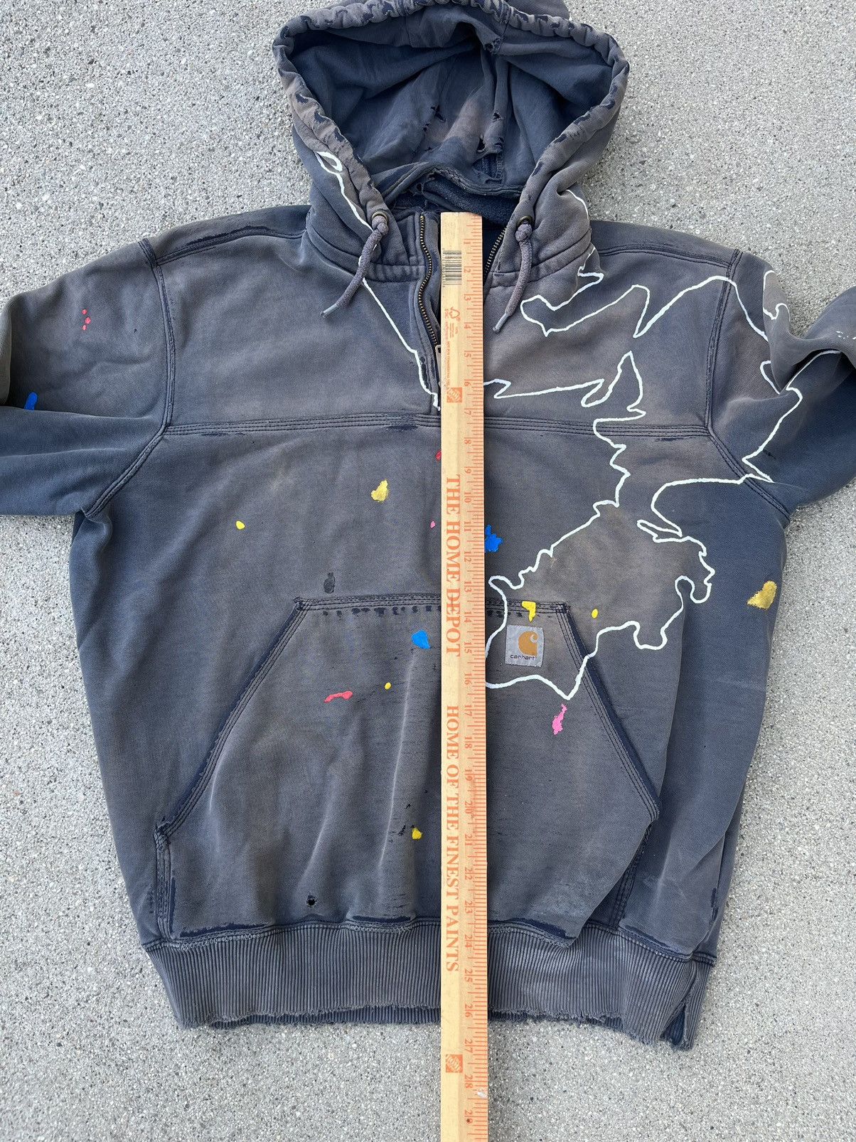 Carhartt Custom Carhartt Hoodie Sun Fade Thrashed Distressed 1/4 Zip Size US L / EU 52-54 / 3 - 9 Thumbnail