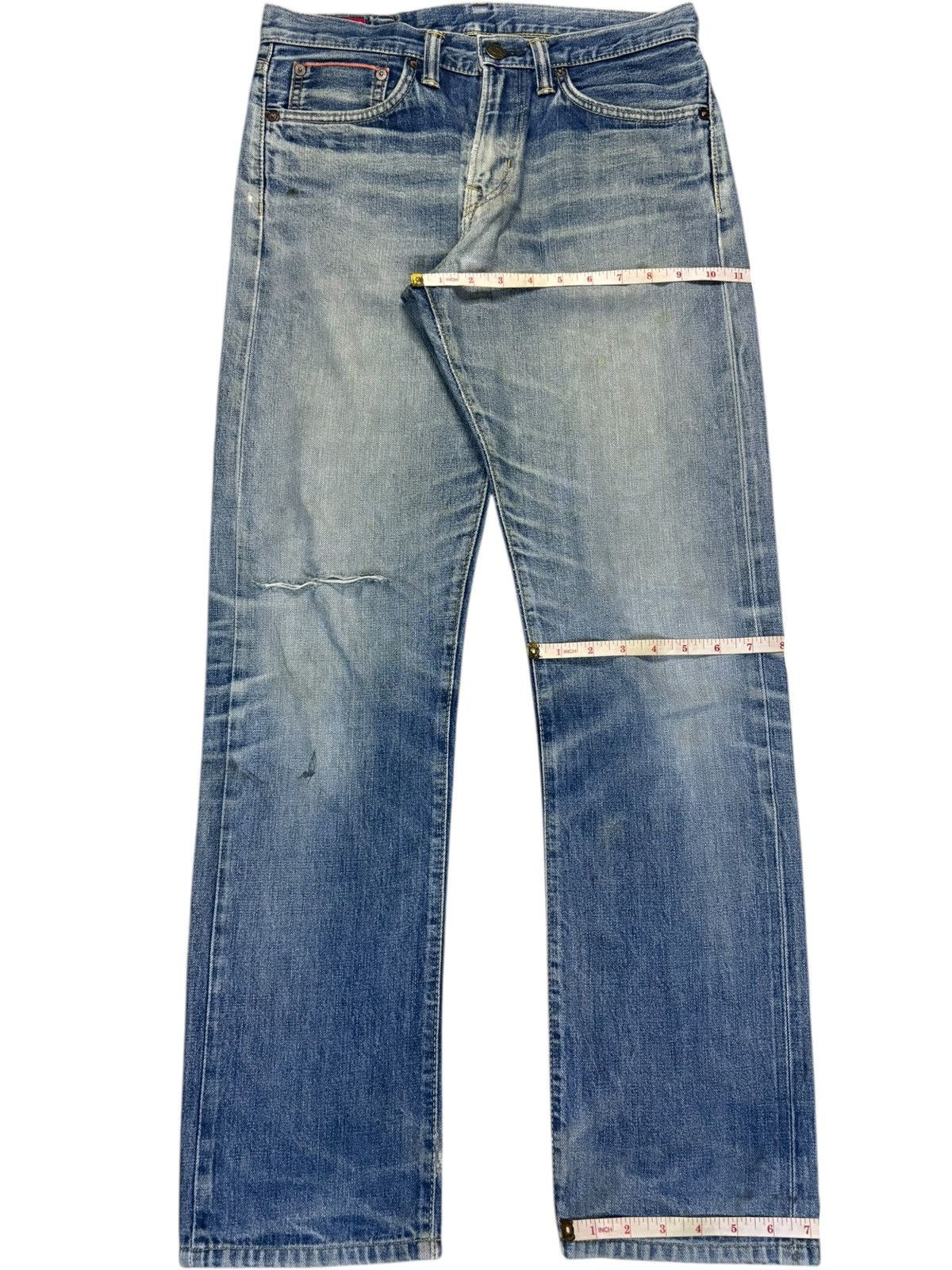 Edwin × Japanese Brand Vintage Japanese Edwin 505 Selvedge Mud Wash Distress Jeans Size US 31 - 15 Thumbnail