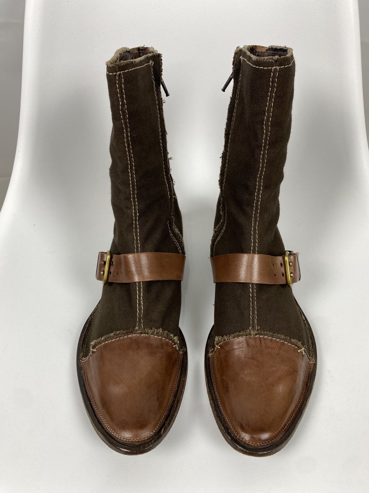 Other Latitude Femme Zip Boots Leather & Canvas size 38 Size US 8 / IT 38 - 2 Thumbnail