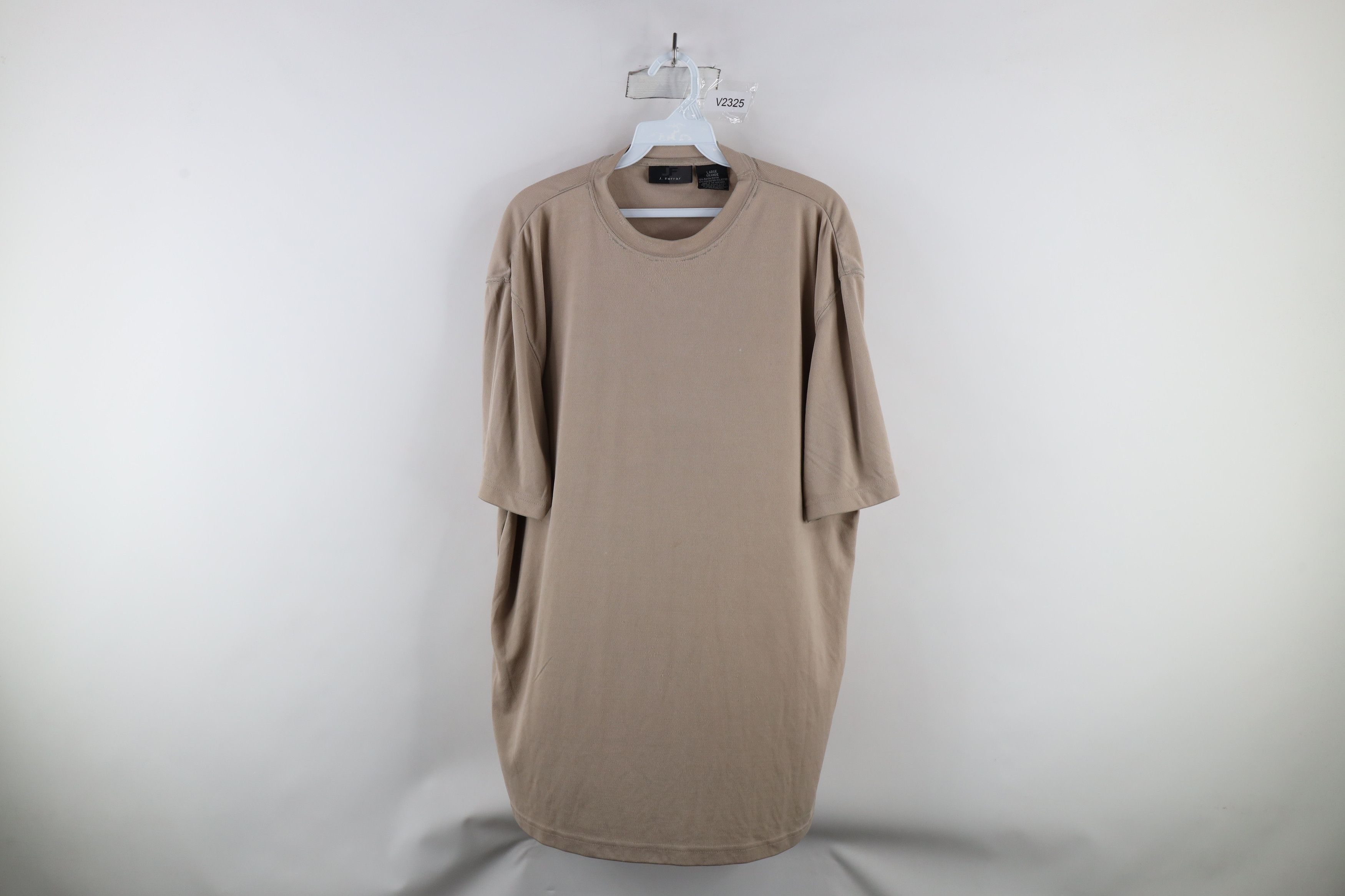 Vintage Vintage 90s Streetwear Blank Ribbed Knit T-Shirt Beige Size US L / EU 52-54 / 3 - 1 Thumbnail