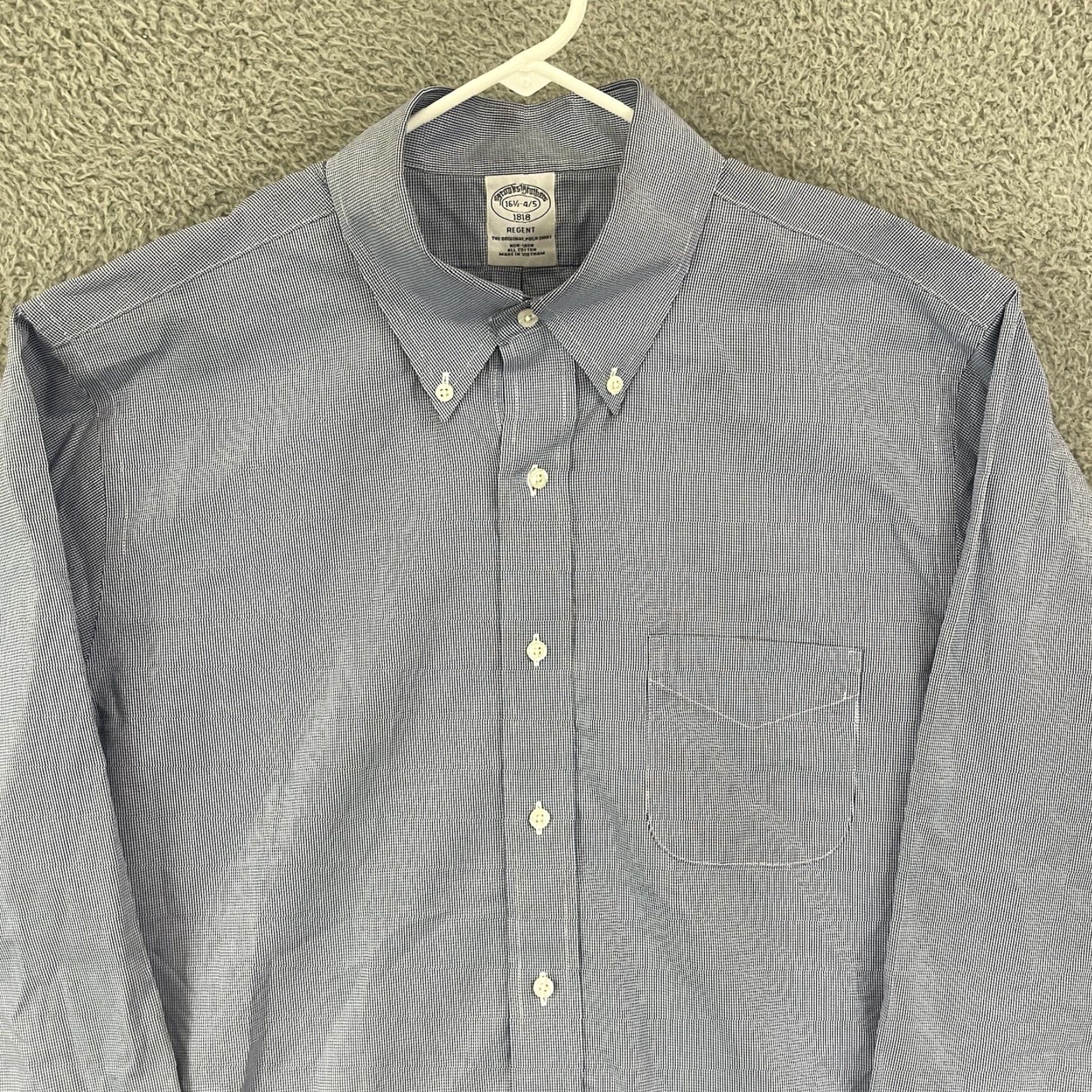 Brooks Brothers Brooks Brothers Shirt Mens 16.5-4/5 Blue Regent Fit Button Houndstooth Pocket Shirt Dress Shirt Mens Blue Houndstooth Brooks Brothers Mens Slim None Size US XL / EU 56 / 4 - 3 Thumbnail