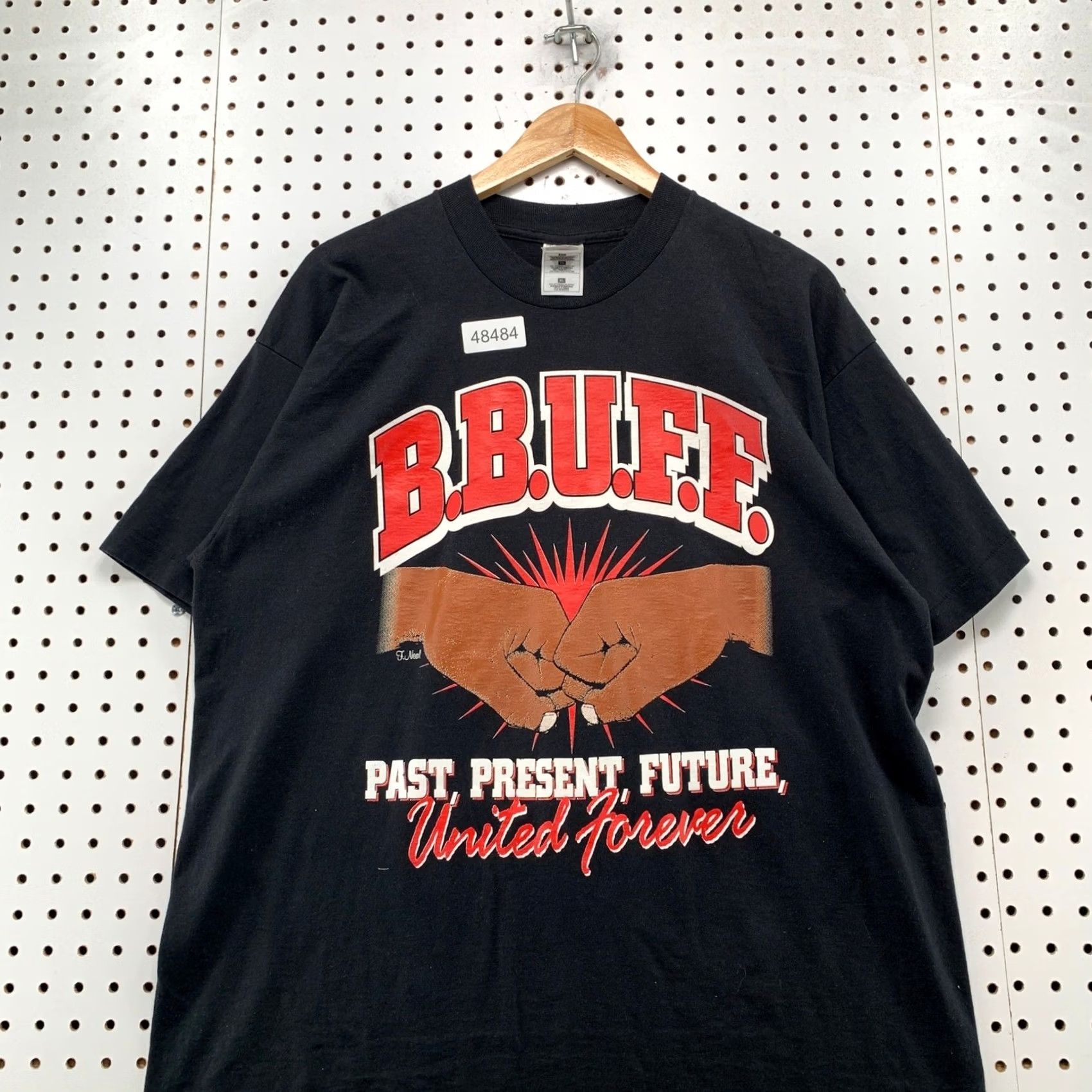 Fruit Of The Loom VINTAGE All For One T Shirt Mens XL Black 90s BBUFF United Forever Black History Size US XL / EU 56 / 4 - 4 Thumbnail