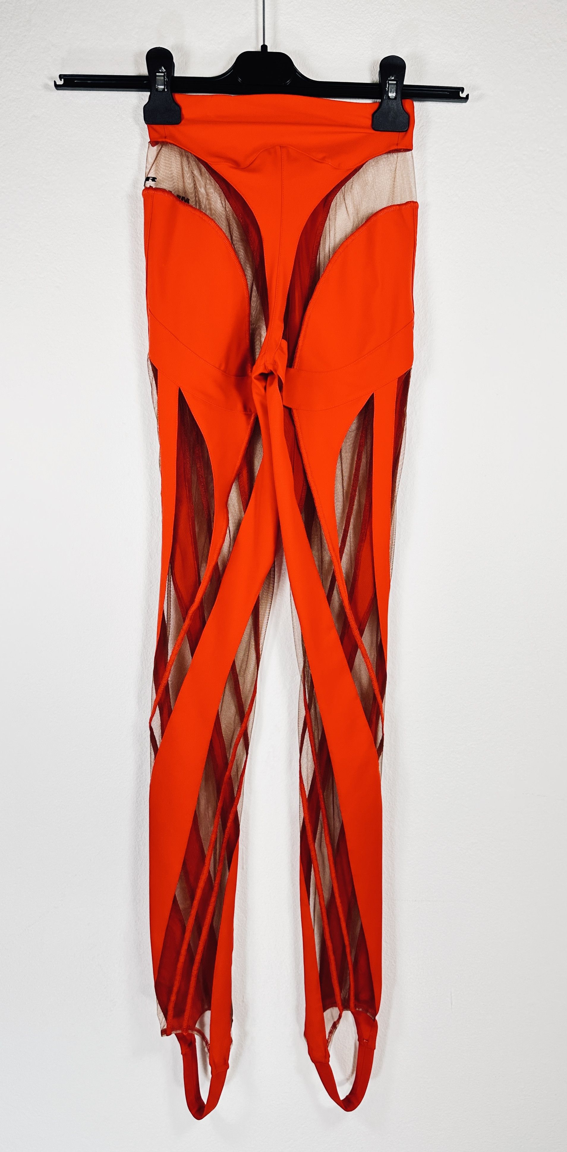 Mugler Red Sheer Panel Leggings Size 25" / US 0 / IT 36 - 4 Thumbnail