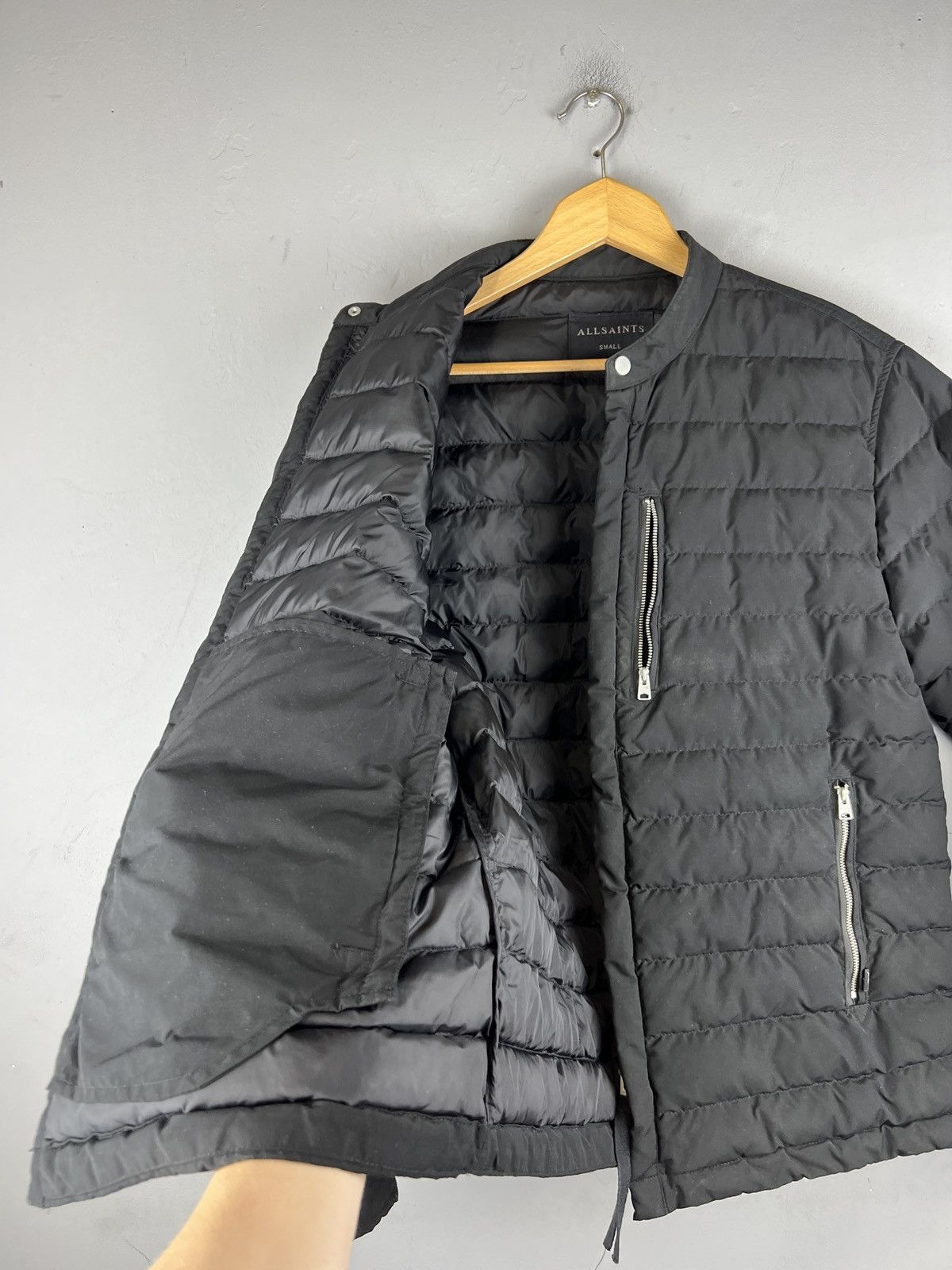 Allsaints Designer Streetwear Allsaints Hughes Micro Down Puffer Black Jacket Grailed