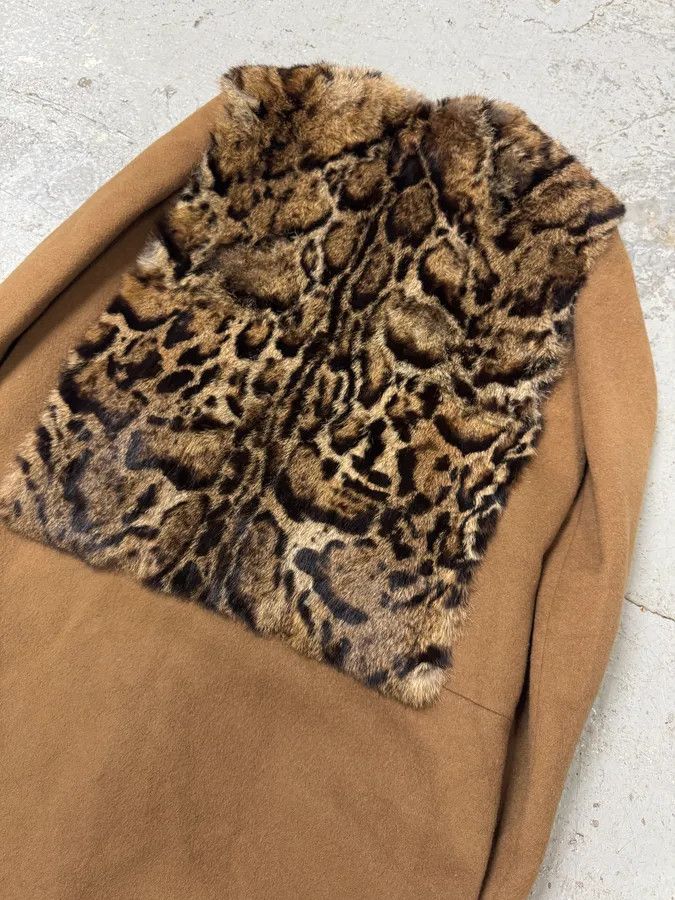 Just Cavalli Cavalli Leopard Fur Wool Camel Jacket Size XS / US 0-2 / IT 36-38 - 5 Thumbnail