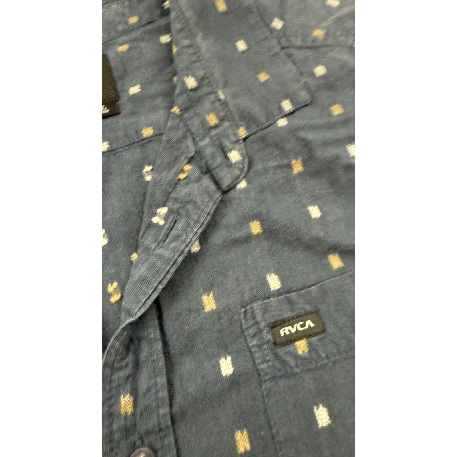 RVCA RVCA Shirt Men Short Sleeve Button-Up Blue Geometric Pattern Regular Fit Size US M / EU 48-50 / 2 - 4 Thumbnail