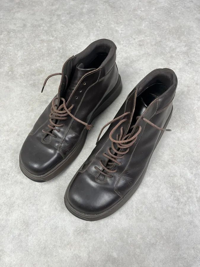 Prada 2000s Prada Brown Leather Hybrid Archive Boots Size US 12 / EU 45 - 6 Thumbnail