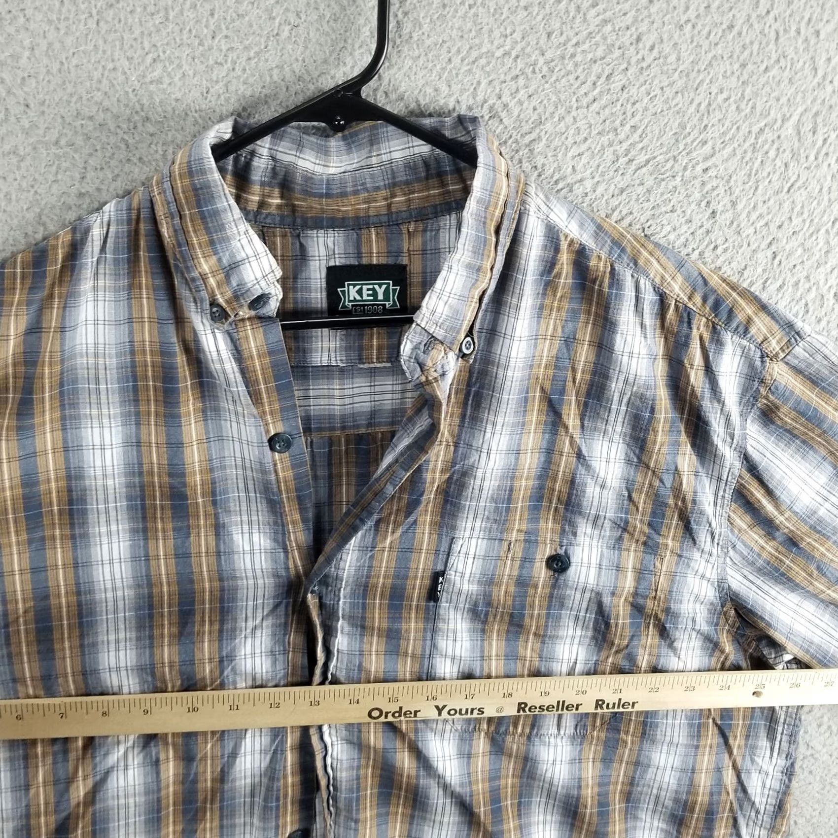 Vintage KEY Workwear Shirt Mens 3XL Blue Gray Brown Plaid Button Up Casual Workwear Shirt Mens 3XL Blue Plaid Button-Up Pocketed 90s Theme Size US XXL / EU 58 / 5 - 5 Thumbnail