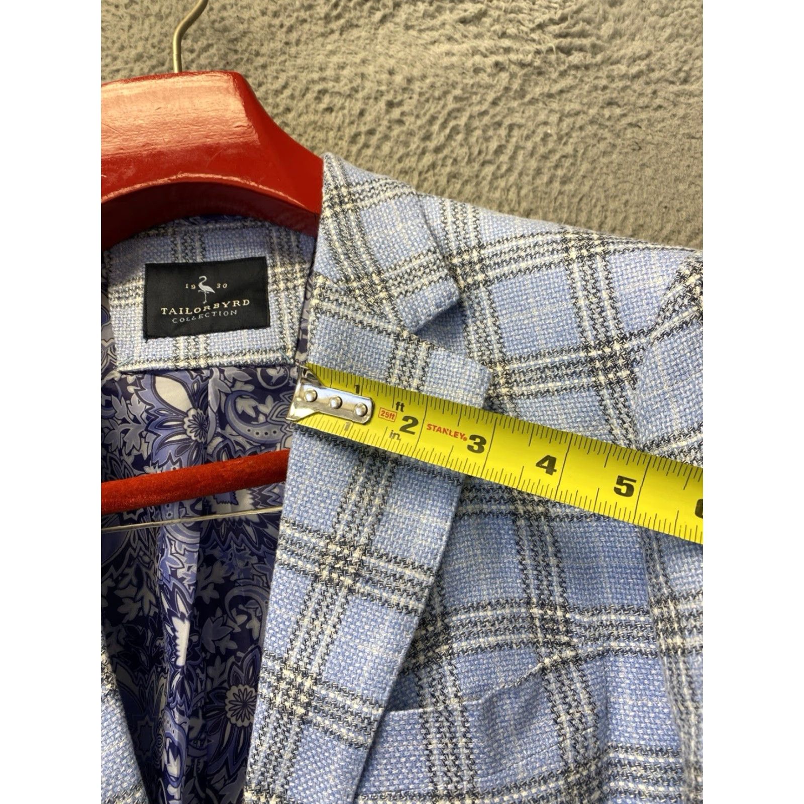 Tailorbyrd Tailorbyrd Blazer Mens Adult 40R Blue Windowpane Check Sport Coat Two-Button Notch Lapel Double-Vented Size 40R - 7 Thumbnail