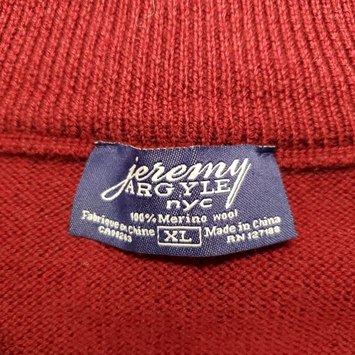 Vintage VINTAGE Jeremy Argyle Sweater Mens XL Red 1/4 Zip Pullover Merino Wool Mock Neck Knit Zipper 100% Wool Mens XL Red Size US XL / EU 56 / 4 - 6 Thumbnail