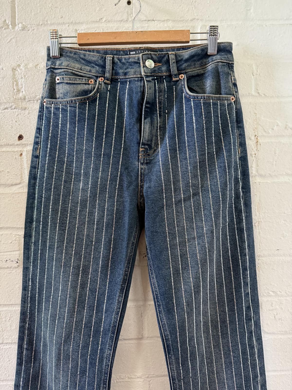 Asos Stylish Pinstriped Denim Jeans Size 30" / US 8 / IT 44 - 2 Thumbnail