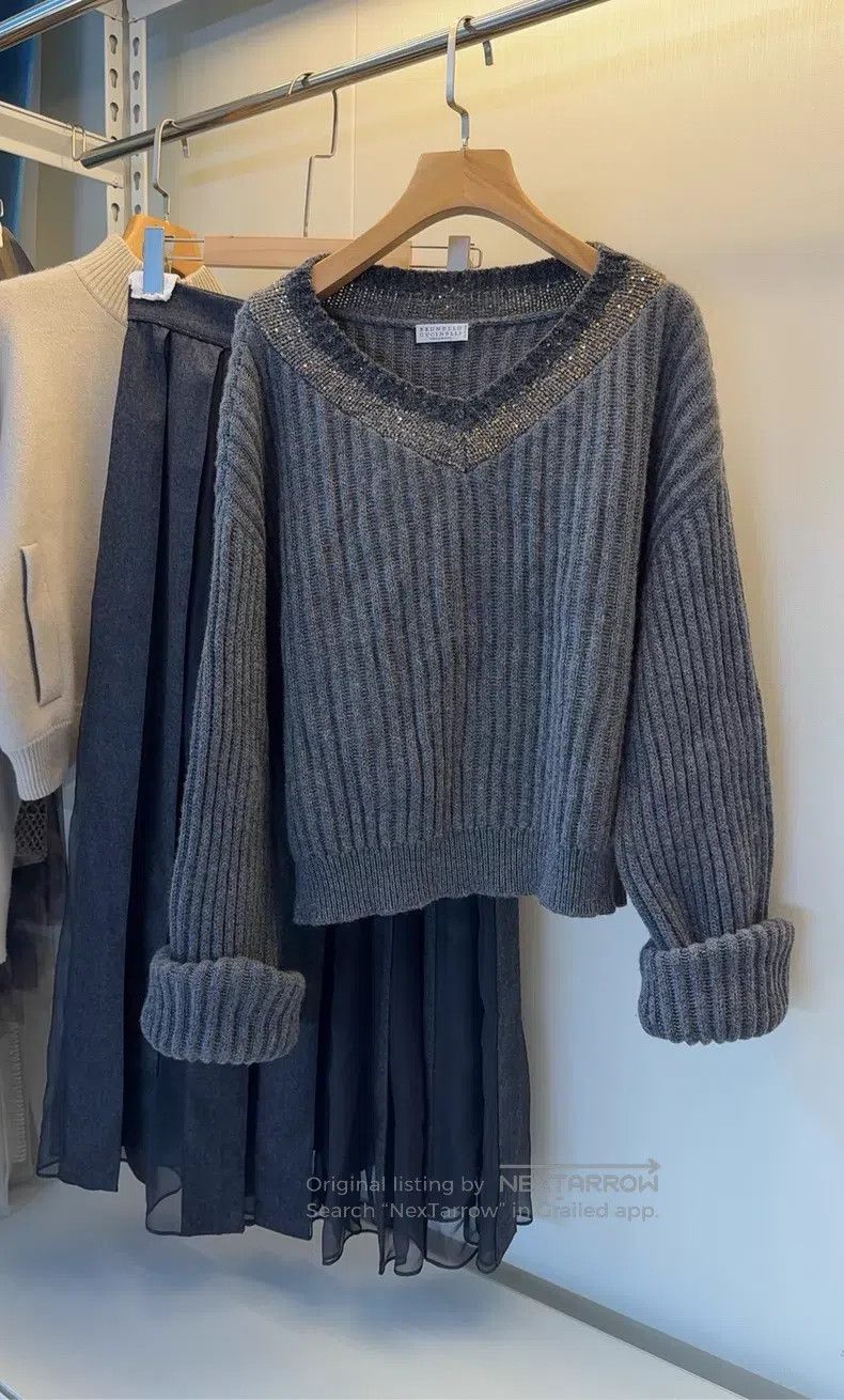 Brunello Cucinelli Brunello Cucinelli Sequined Cashmere Sweater Size S / US 4 / IT 40 - 2 Thumbnail