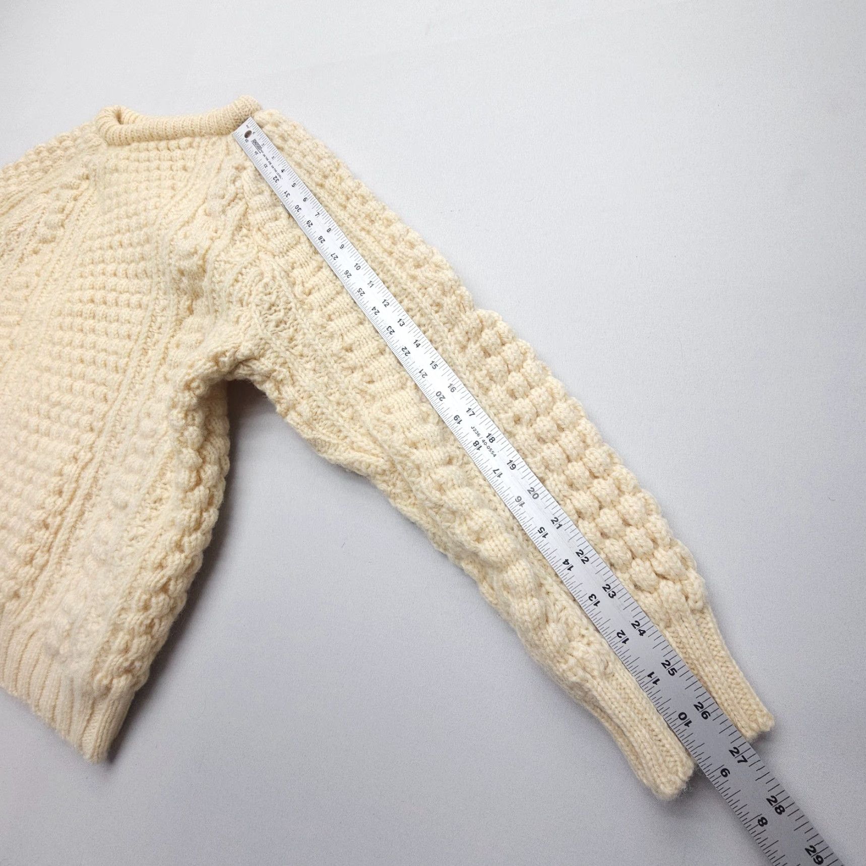 Vintage Forge House Knitwear Wool Sweater Womens XL Heavyweight Cable Knit Ireland Ivory Pullover - London Theme, Knit, Cold Weather Women XL Size XL / US 12-14 / IT 48-50 - 7 Thumbnail