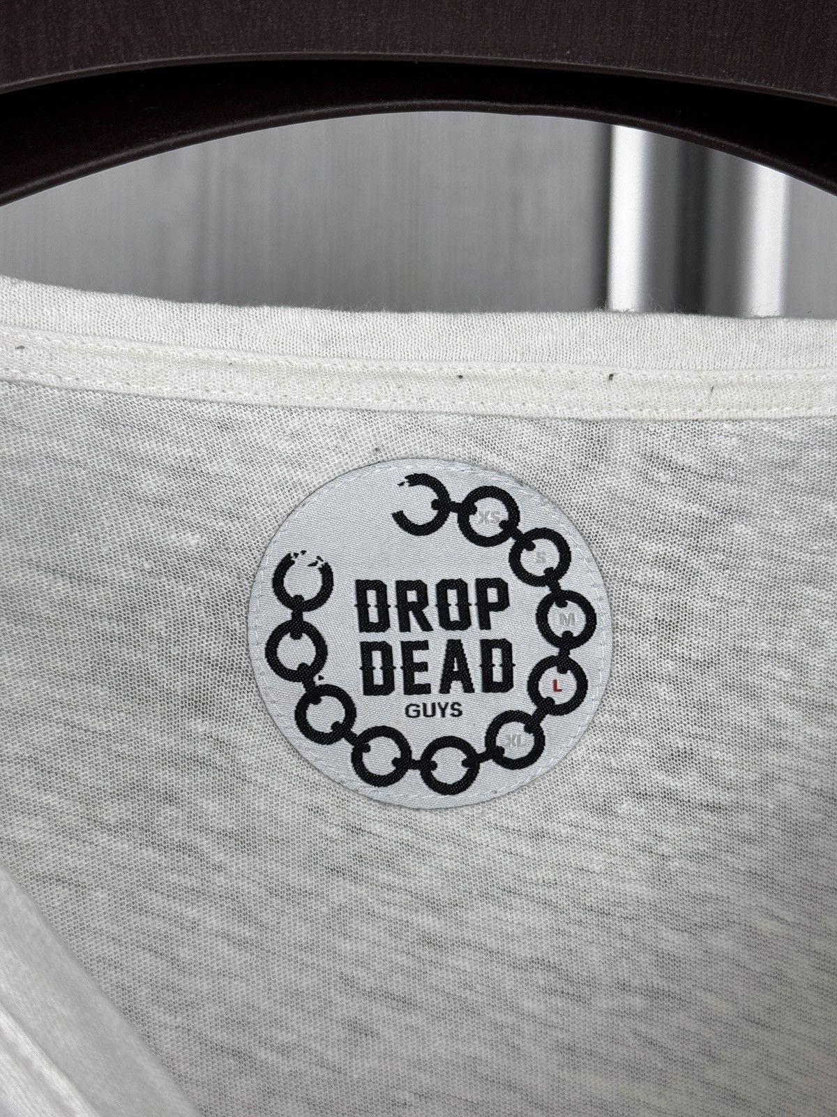 Drop Dead Drop Dead Guys White/Grey Linen Cotton long sleeve tee sz L Size US L / EU 52-54 / 3 - 9 Thumbnail