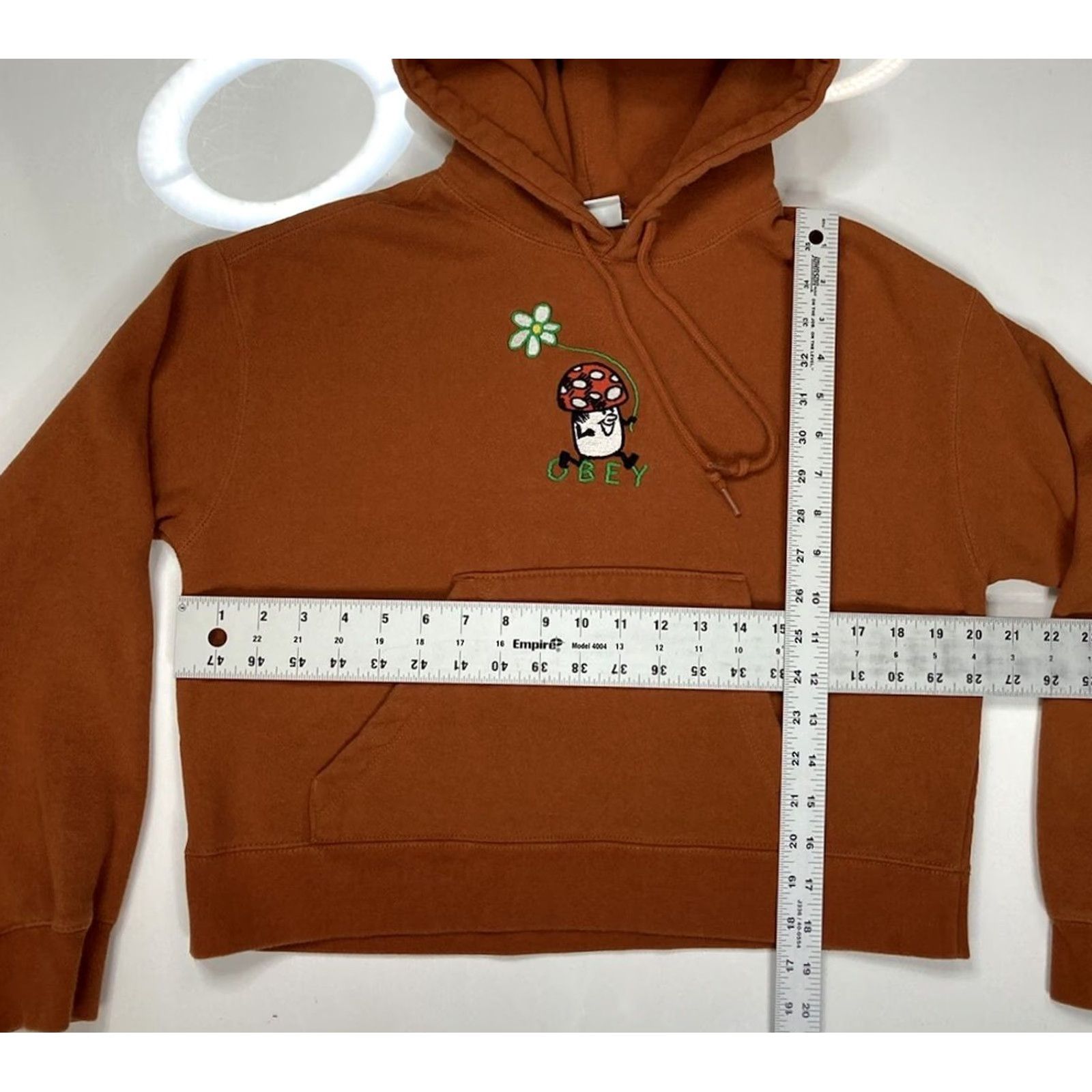 Obey VINTAGE Obey Mushroom Flower Embroidered Pullover Hoodie Women Small Brown Size S / US 4 / IT 40 - 5 Thumbnail