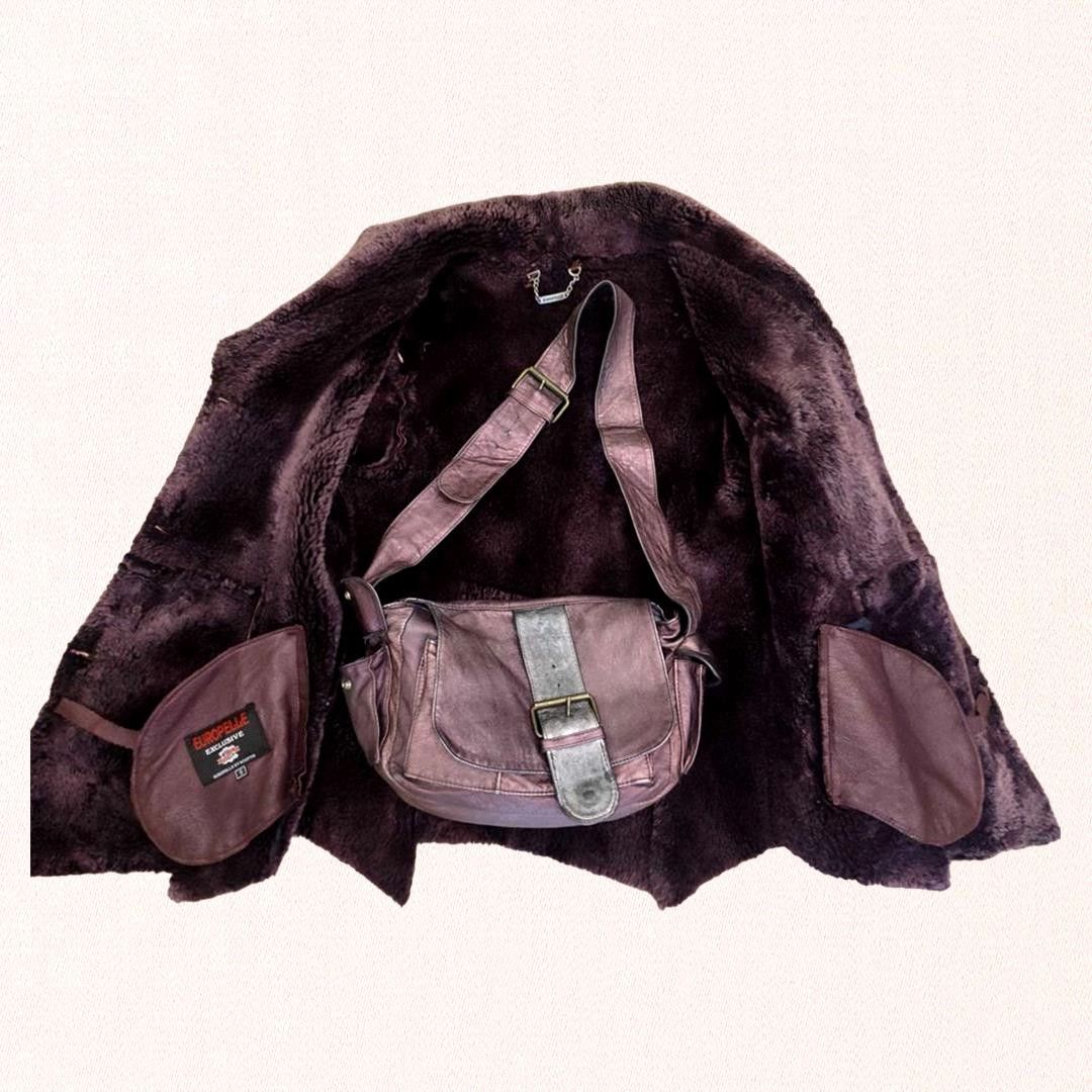 Genuine Leather Shearling coat sz S and matching bag excellent condition Size S / US 4 / IT 40 - 7 Thumbnail
