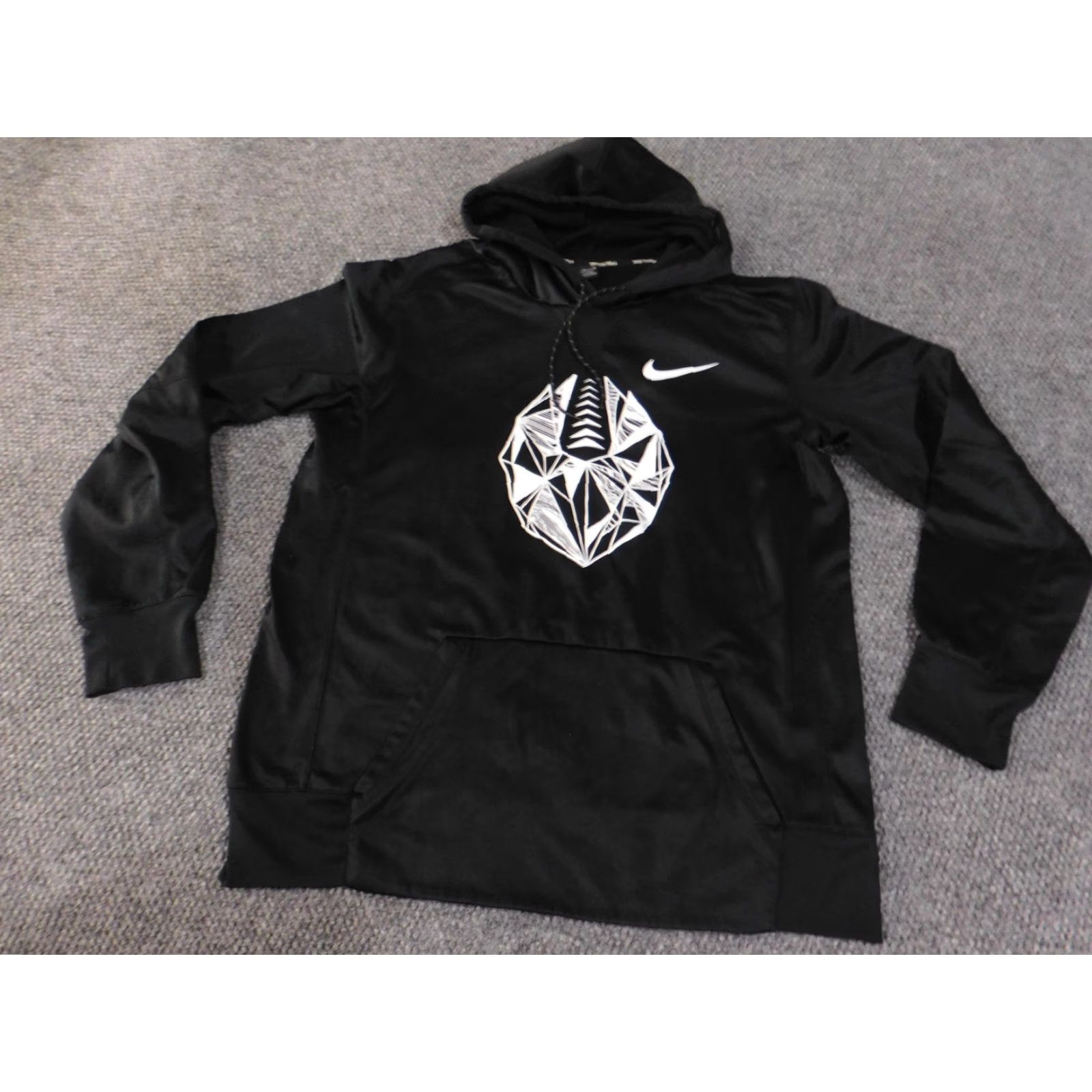 Nike Nike Hoodie Mens Large Black Football Polyester Pullover Graphic Swoosh Kangaroo Pocket Athletic Size US L / EU 52-54 / 3 - 2 Thumbnail