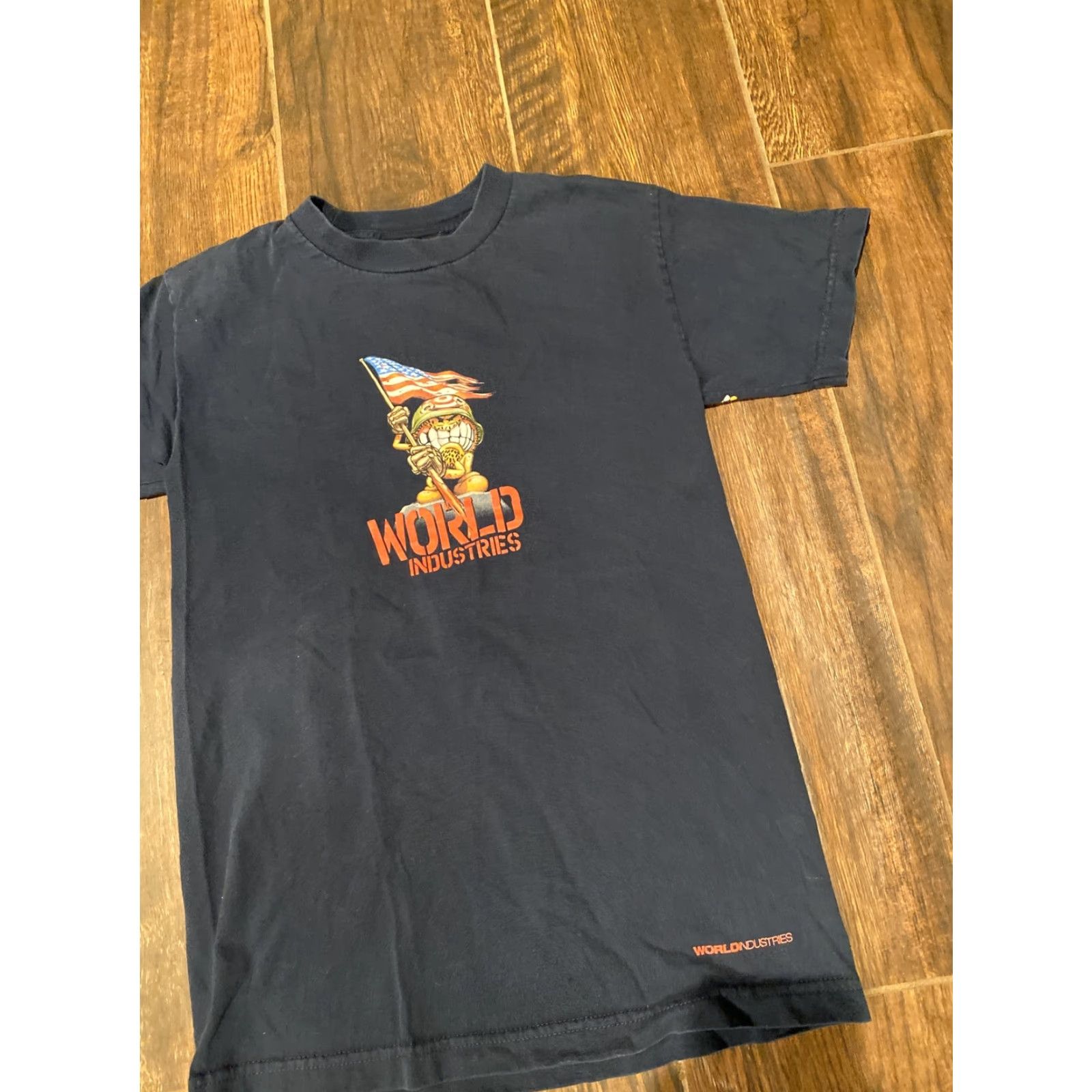 World Industries VINTAGE World Industries T-Shirt Blue Small Skateboarding Flameboy Mens Short Sleeve S Size US S / EU 44-46 / 1 - 2 Thumbnail