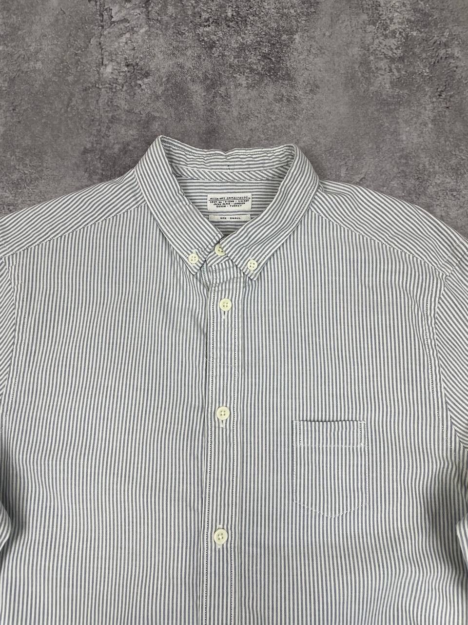 Allsaints AllSaints Vintage Men Cotton Shirt Striped WhiteBlue Size S Size US S / EU 44-46 / 1 - 2 Thumbnail