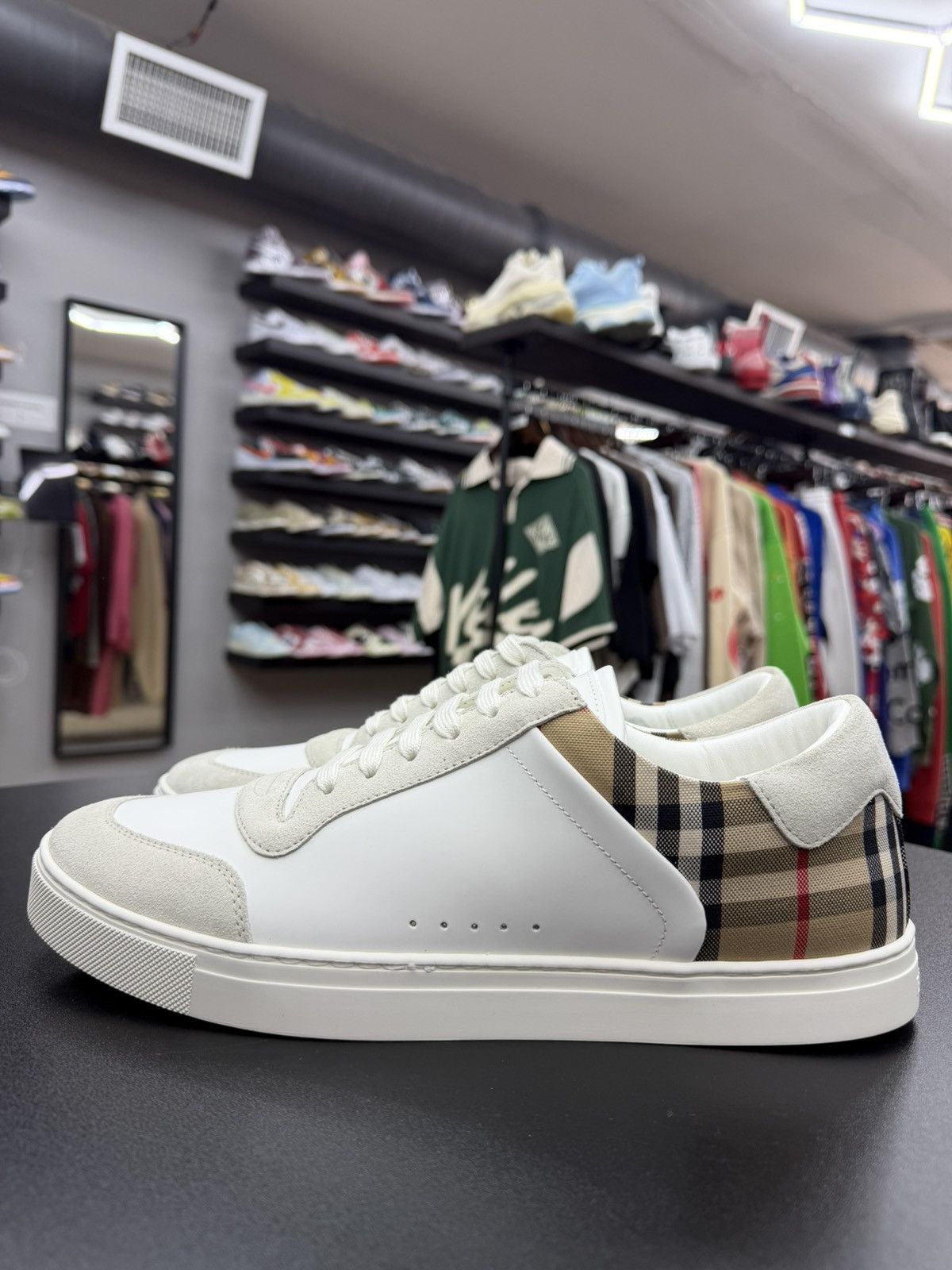 Burberry Size 12US/45EU - Burberry Leather Check Suede Low Tops Size US 12 / EU 45 - 1 Thumbnail