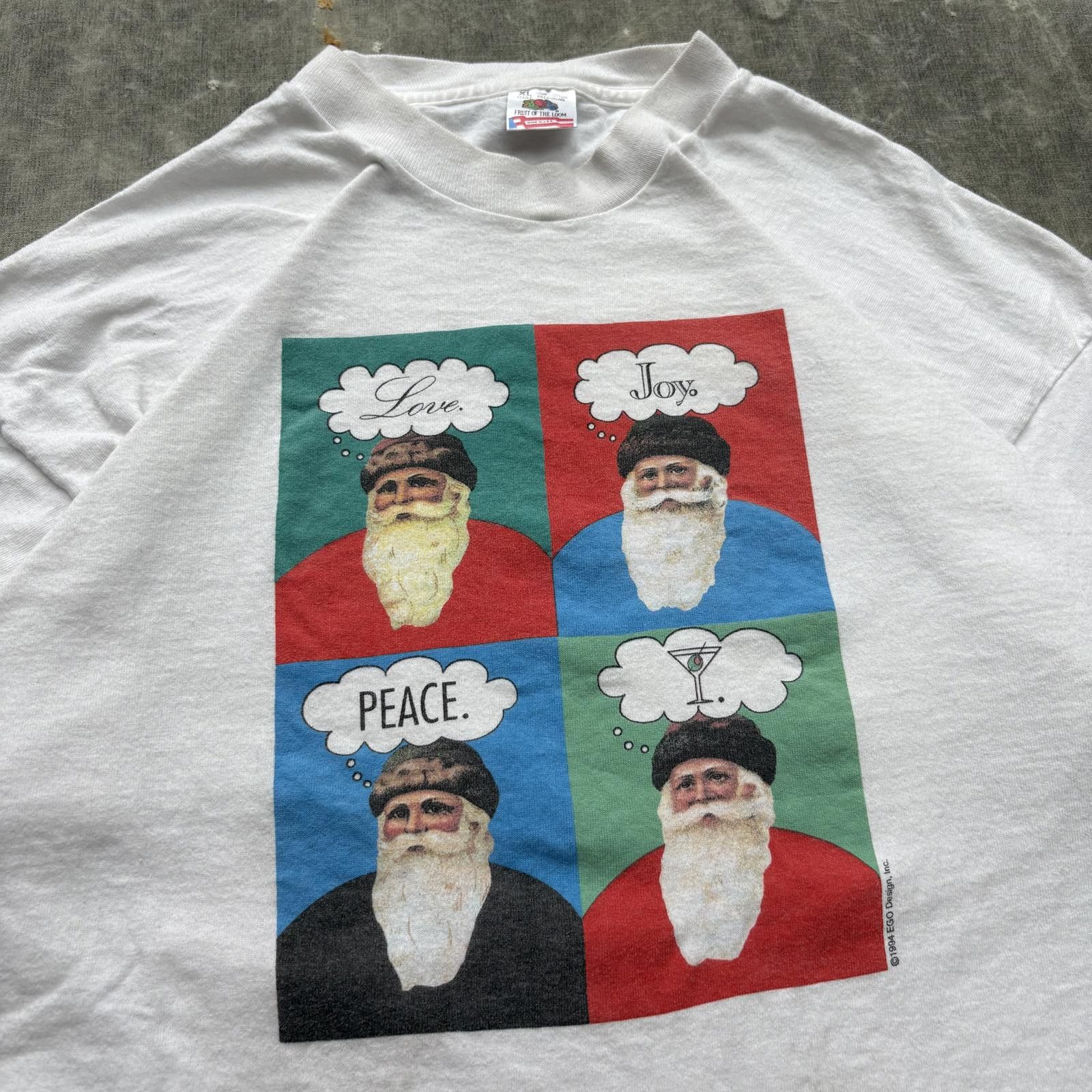 Andy Warhol Vintage 90s Andy Warhol Love Joy Peace Martini Santa Shirt Size US XL / EU 56 / 4 - 2 Thumbnail