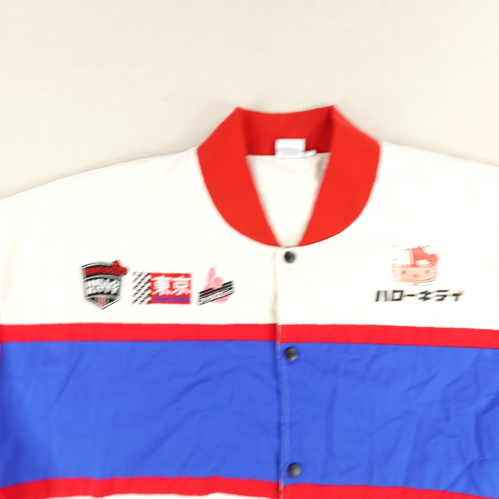Vintage Hello Kitty Jacket Womens 2X White Blue Red Sanrio Tokyo Speed Racing Car Coat Size XXL / US 16-18 / IT 52-54 - 2 Thumbnail