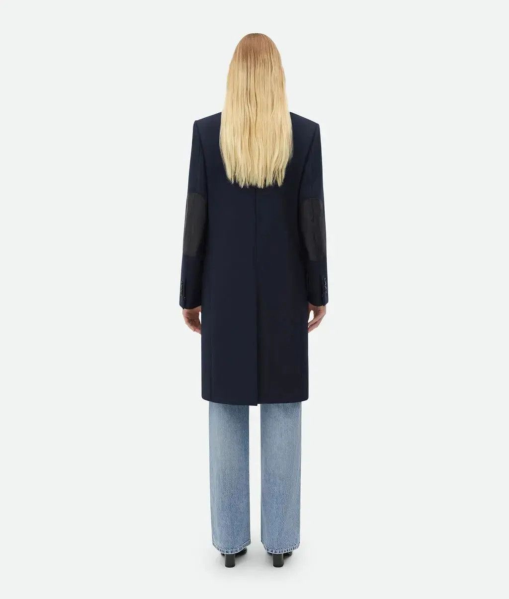 Bottega Veneta o1n1vont0525 Stretch Wool Felt Coat in Abyss Size XS / US 0-2 / IT 36-38 - 3 Thumbnail