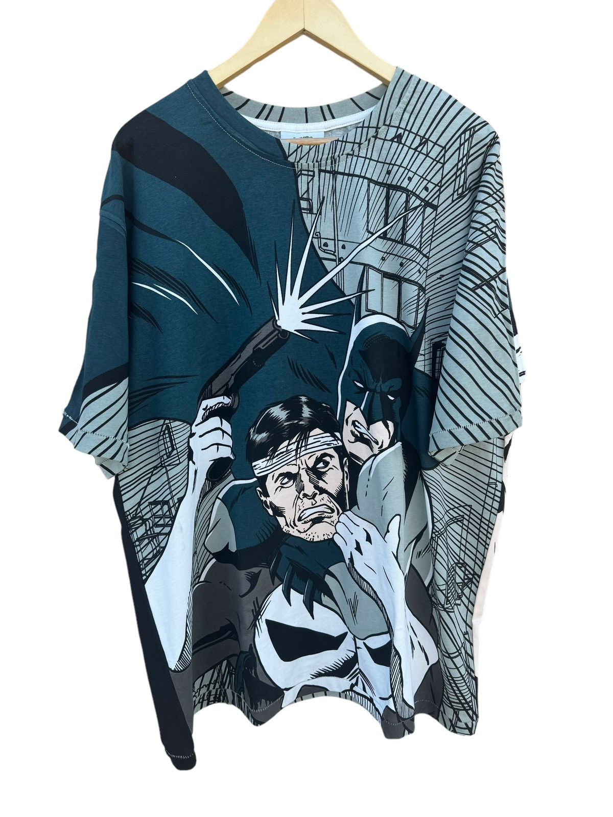 Image of Batman Vs Punisher Mega Print Dc Comics Spiderman X-Men in Grey, Men's (Size XL)