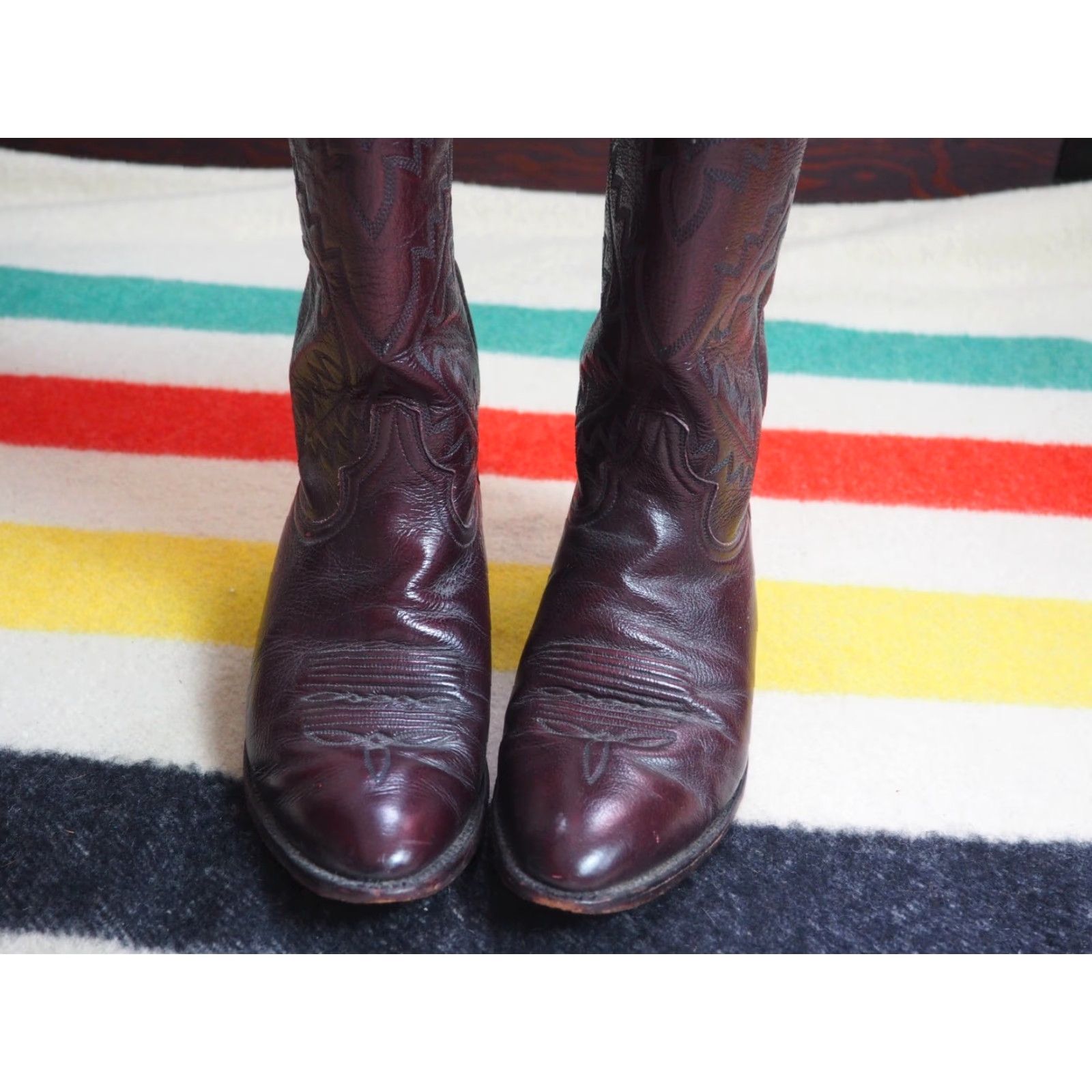 Vintage VINTAGE Laredo Boots Western Cowboy Rodeo Sunburst Leather Boots Mens US 9D Red Size US 9 / EU 42 - 3 Thumbnail