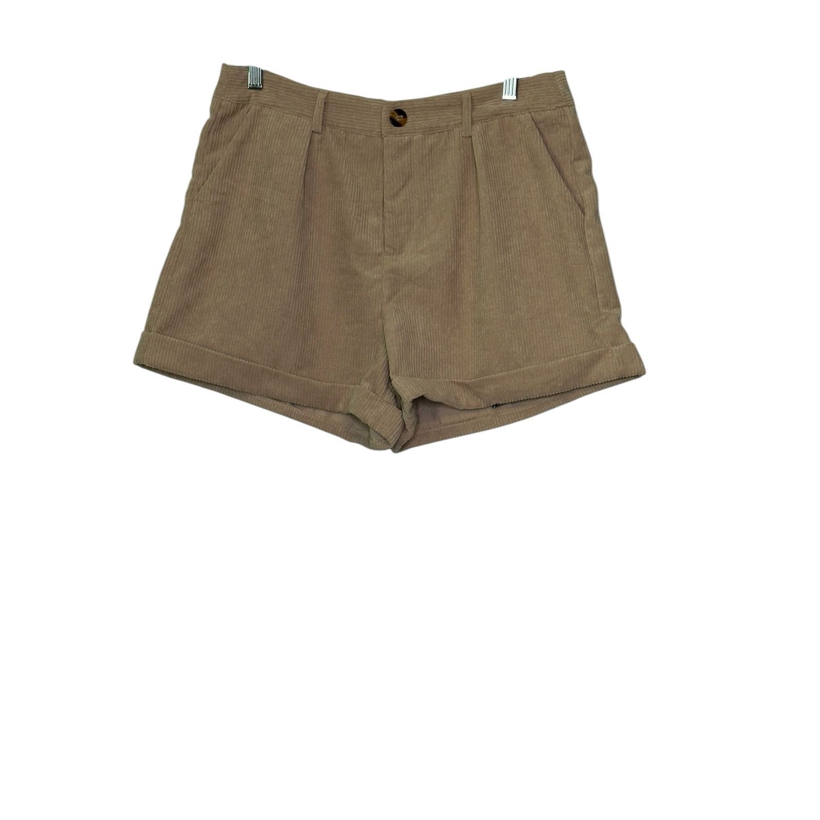 Shein SHEIN beige corduroy pleated cuffed shorts size 8 - 10 Size 32" / US 10 / IT 46 - 10 Thumbnail