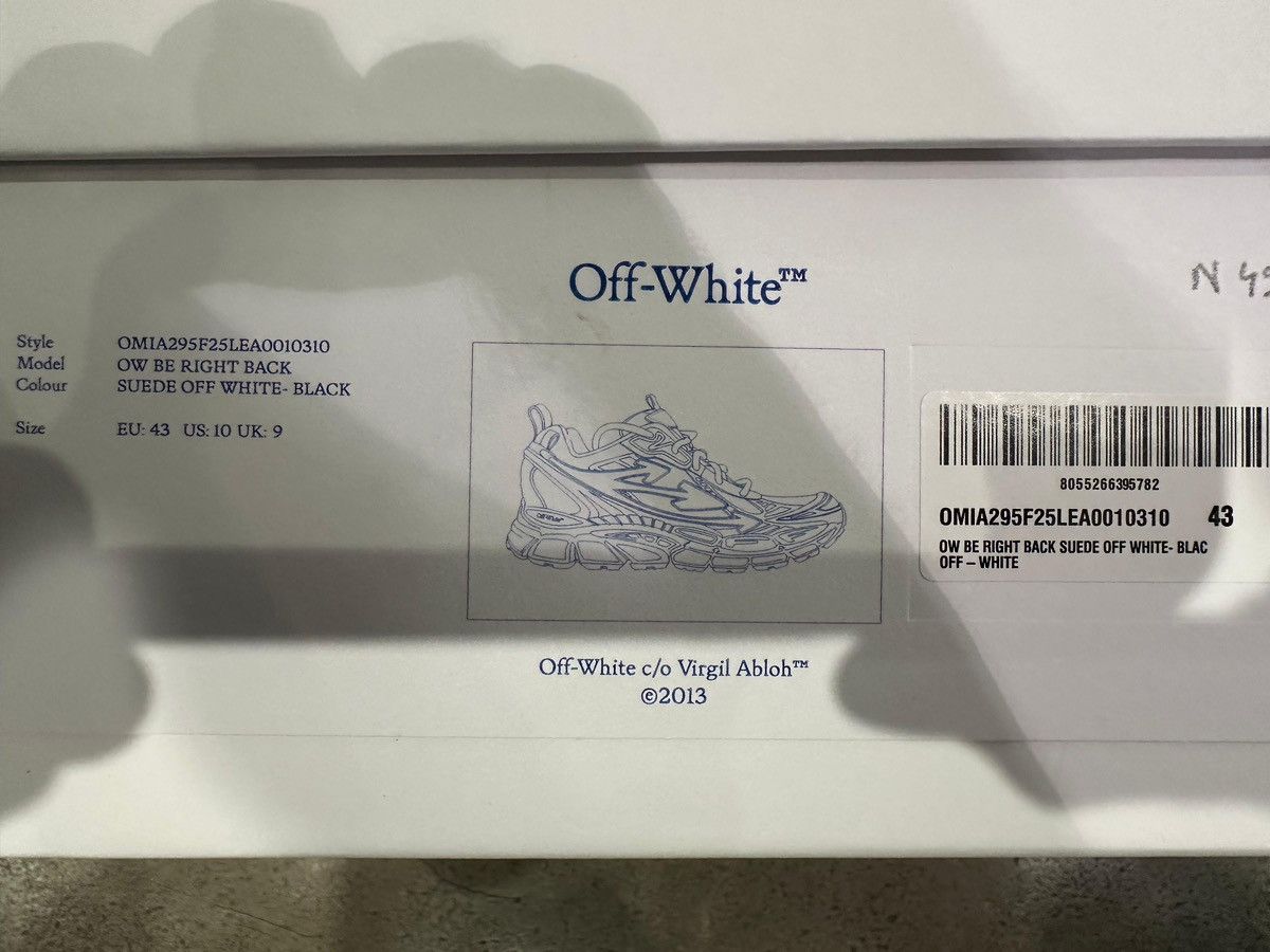 Off-White OFF-WHITE - Be Right Back Sneakers Back Suede White Black Size US 10 / EU 43 - 8 Thumbnail