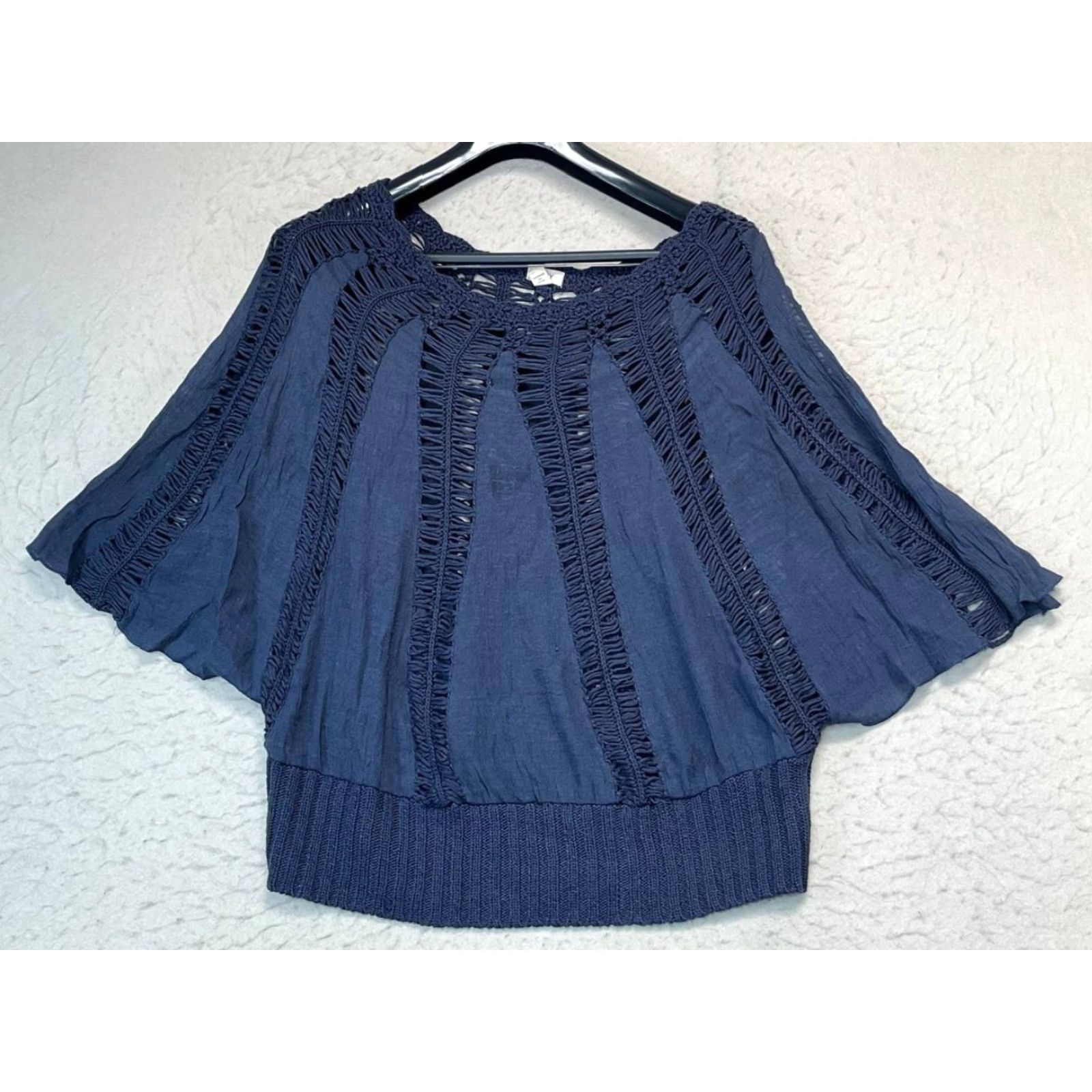 Vintage Tiny Blouse Shirt L Women Blue Lightweight Boho Cap Sleeve Collared Love Size Large Size L / US 10 / IT 46 - 2 Thumbnail