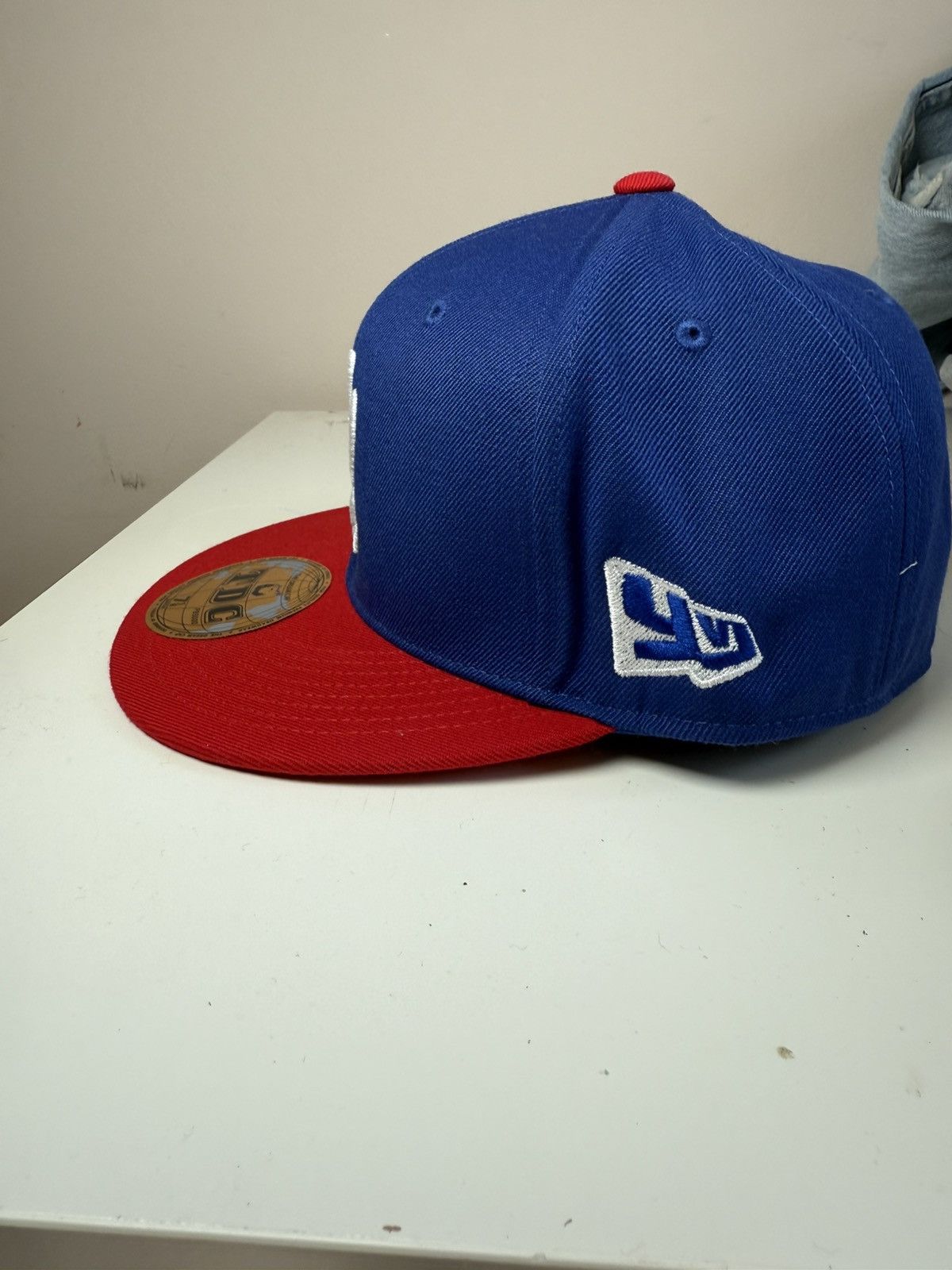 Playboi Carti YVL Fitted Hat Blue on Red Brim Size 7 1/8