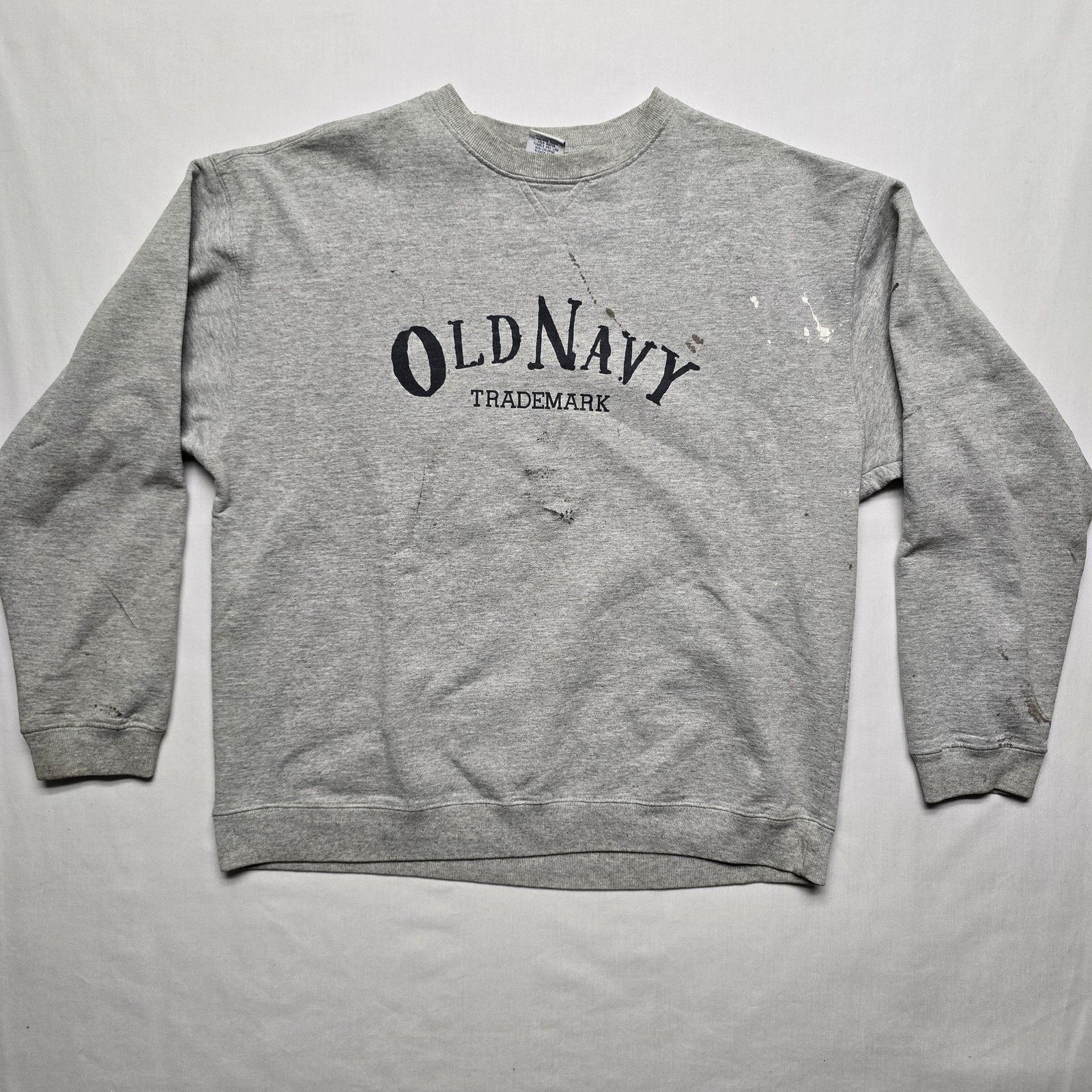 Old Navy Old Navy Sweatshirt L Gray Crewneck Logo Pullover Distressed Size US L / EU 52-54 / 3 - 1 Thumbnail