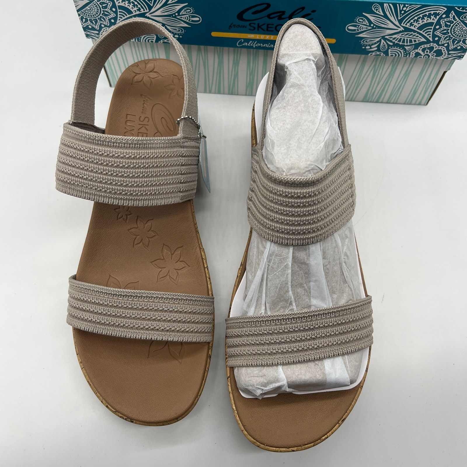 SKECHERS Skechers Beverlee Vegan Wedge Strappy Sandals Brown Gray Size US 11 / IT 41 - 3 Thumbnail