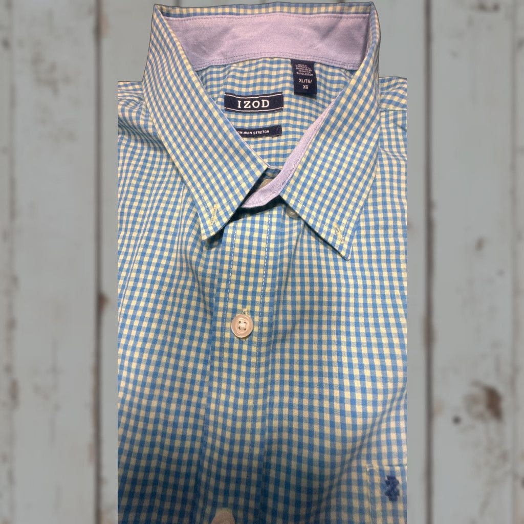 Izod IZOD Button-Up Shirt Mens XL Green Blue Check Long Sleeve 1711 Size US XL / EU 56 / 4 - 1 Thumbnail