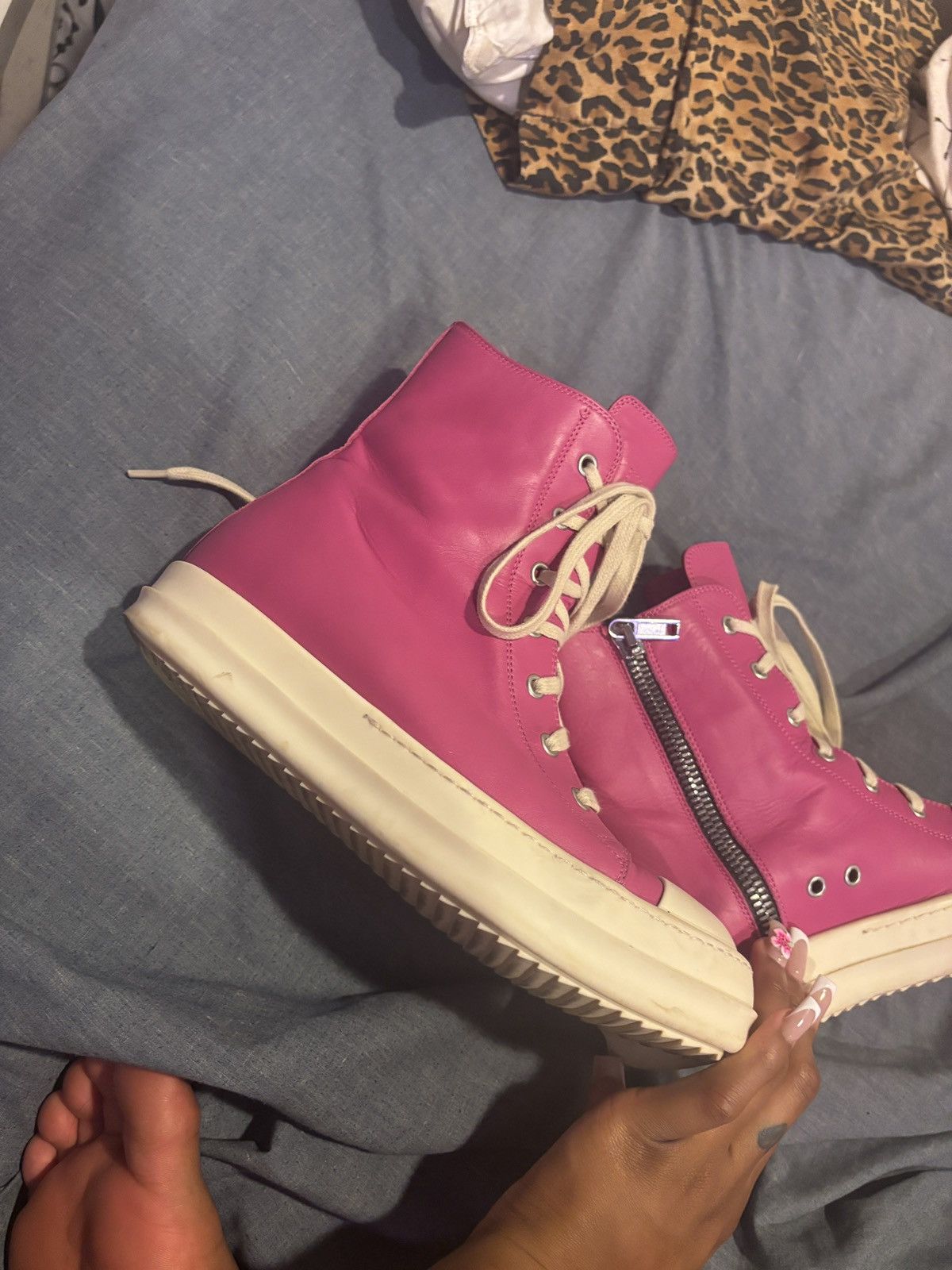 Rick Owens Hi top Leather Rick Owens Pink Size US 6 / EU 39 - 11 Thumbnail