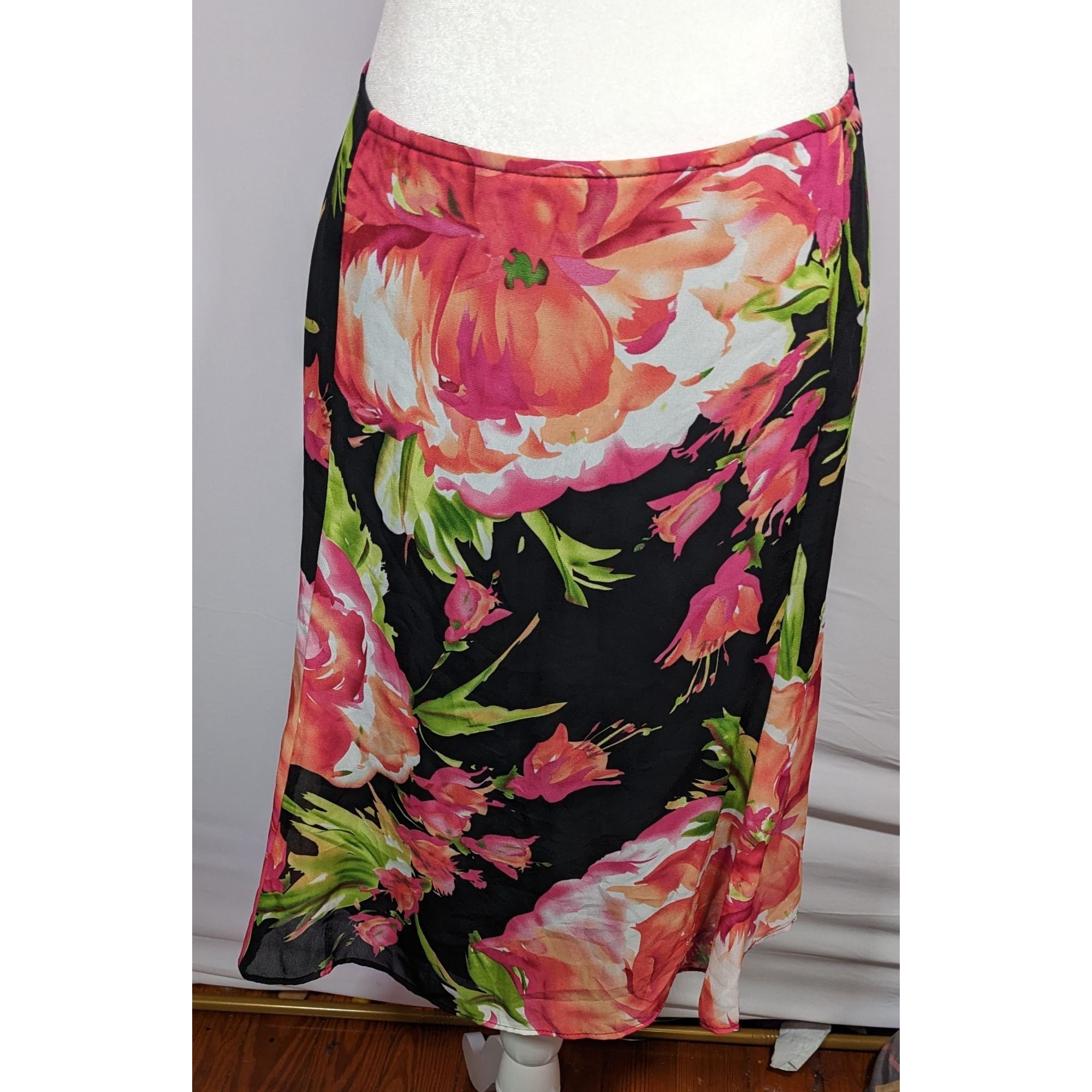 Other Vintage 90s Siouni & Zar Pink Floral Skirt Size 40" / US 18 - 4 Thumbnail