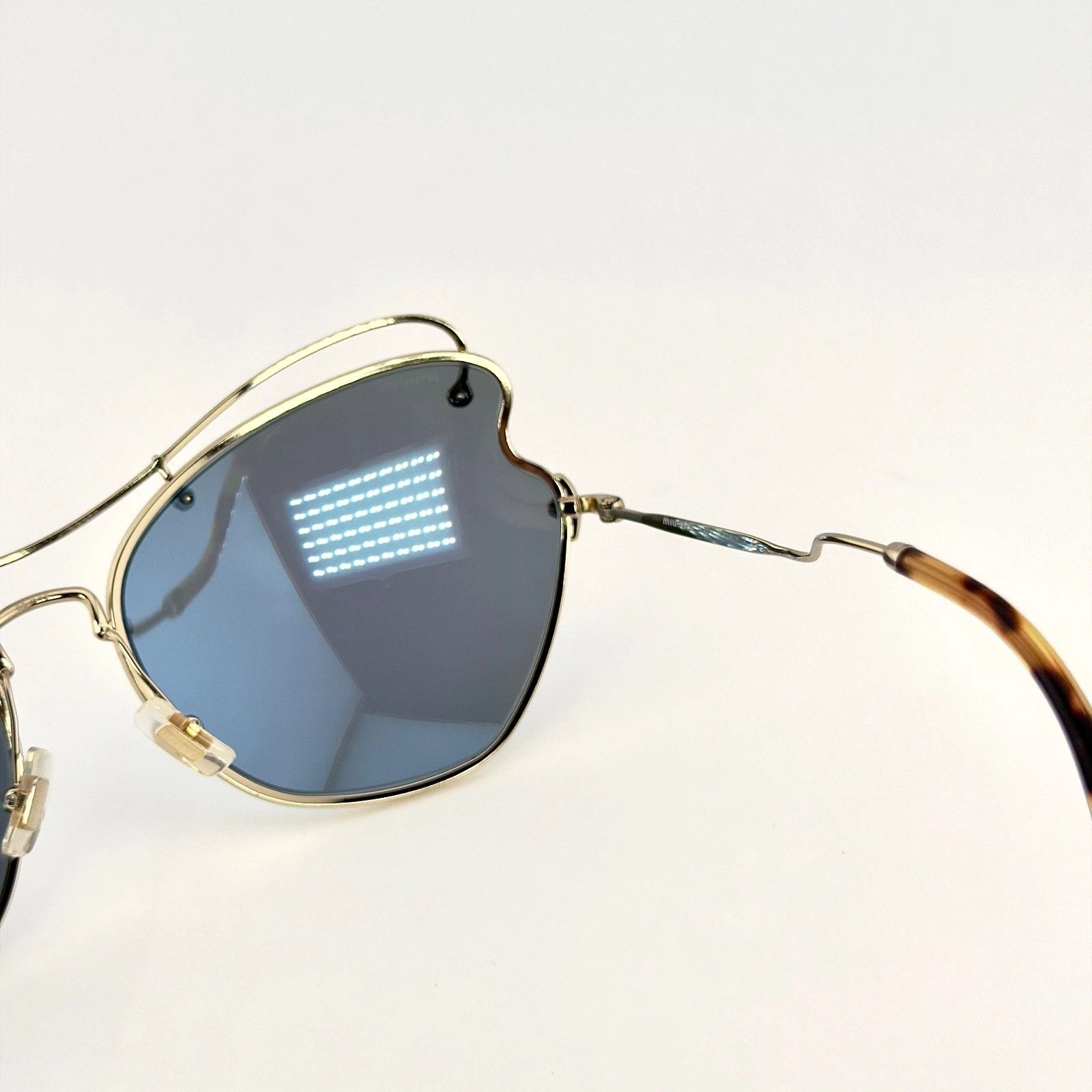 Miu Miu MIU MIU SCENIQUE MU56RS 56R Gold Blue Mirrored Metal Size ONE SIZE - 8 Thumbnail