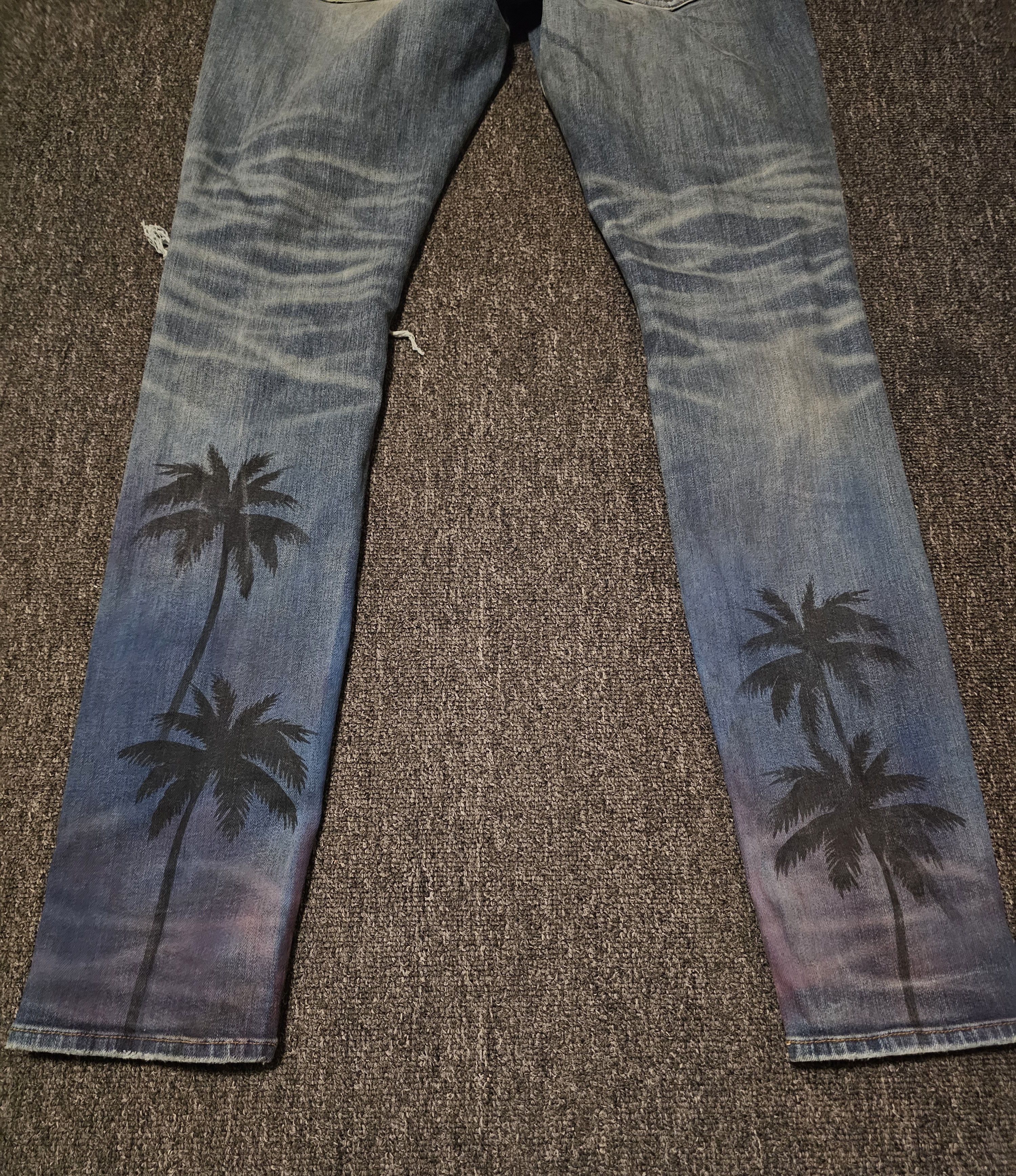 Amiri Amiri Men's Coconut Tree Painted Ripped Jeans Size 34 Size US 34 / EU 50 - 5 Thumbnail