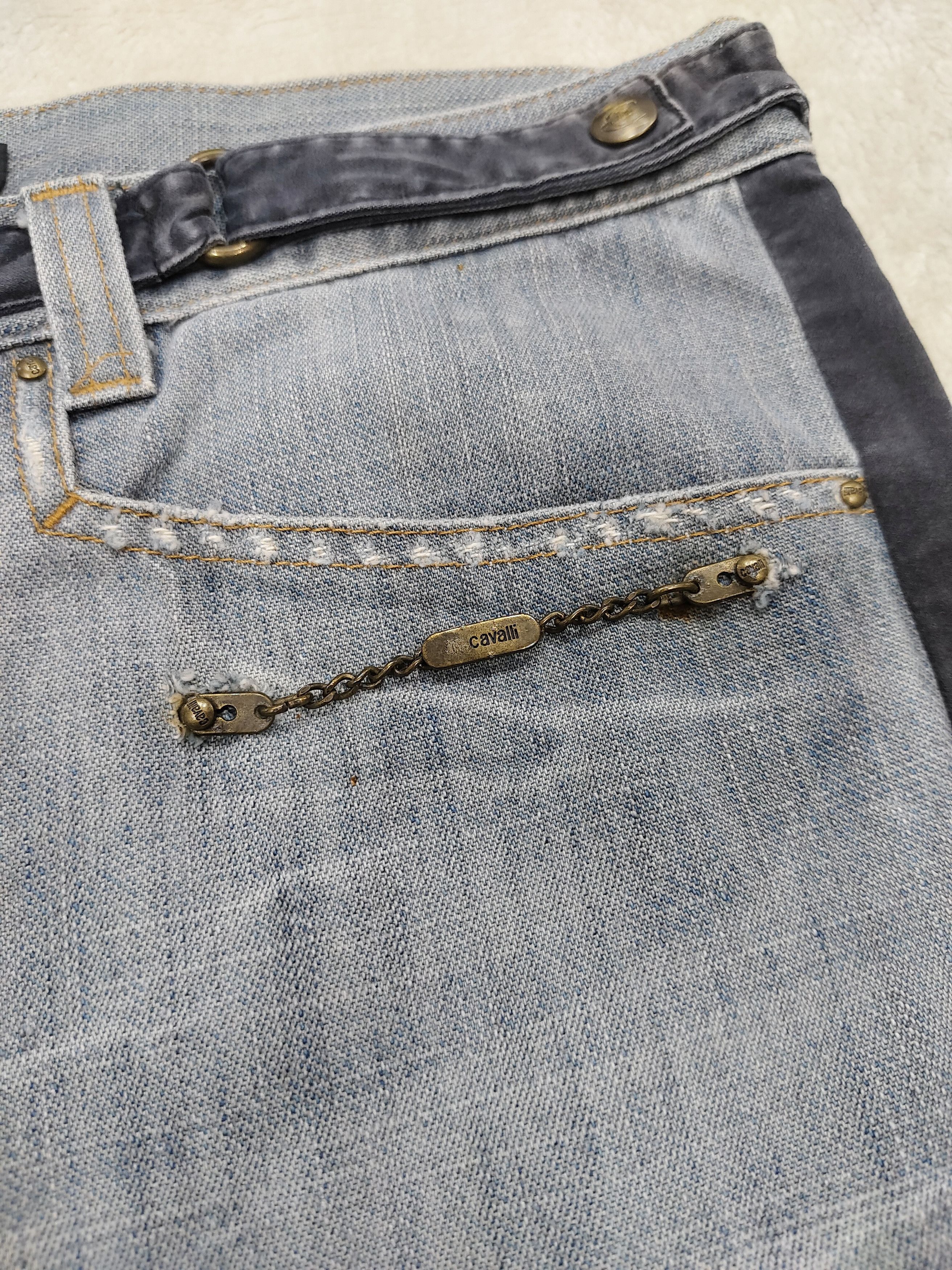 Just Cavalli Just Cavalli💥Y2K Side Striped Belt Clain Pocket Distressed Size US 34 / EU 50 - 3 Thumbnail